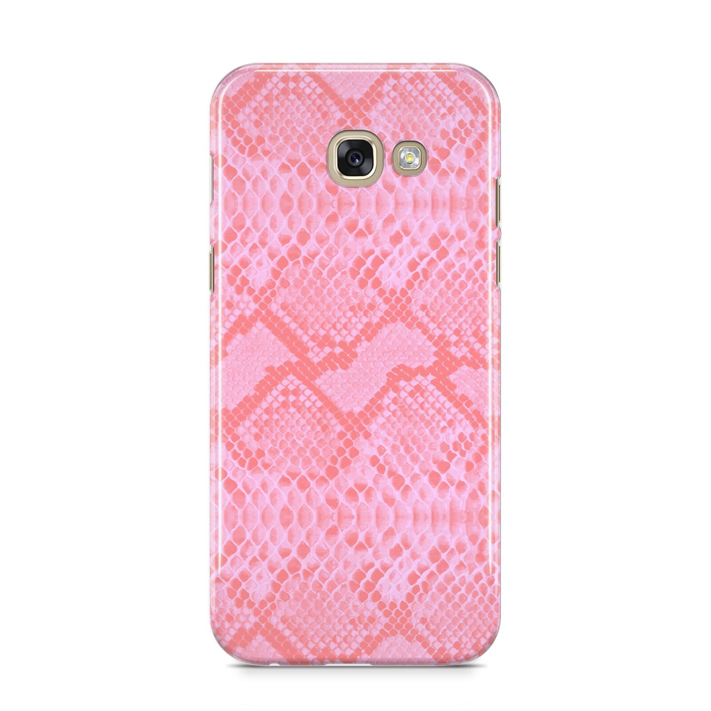 Pink Snakeskin Samsung Galaxy A5 2017 Case on gold phone