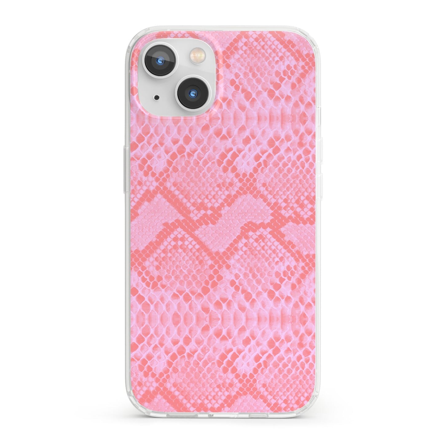 Pink Snakeskin iPhone 13 Clear Bumper Case