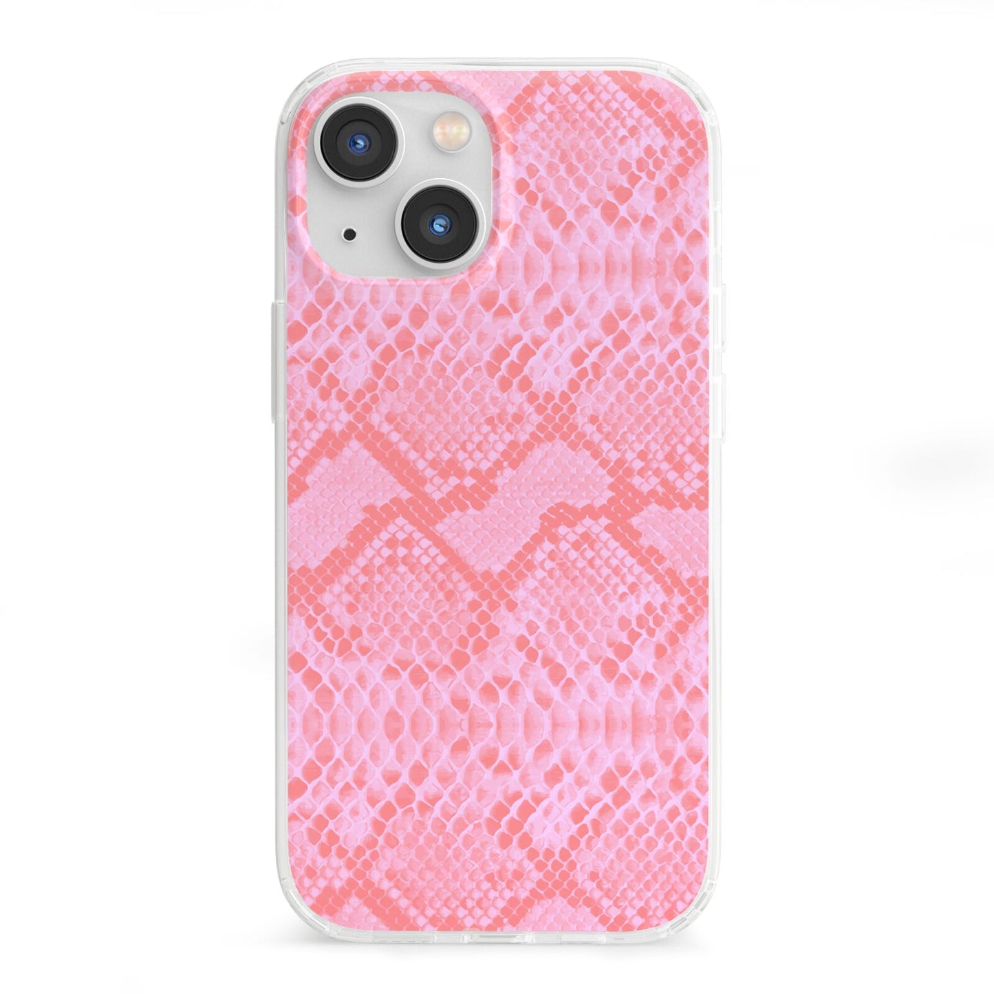 Pink Snakeskin iPhone 13 Mini Clear Bumper Case