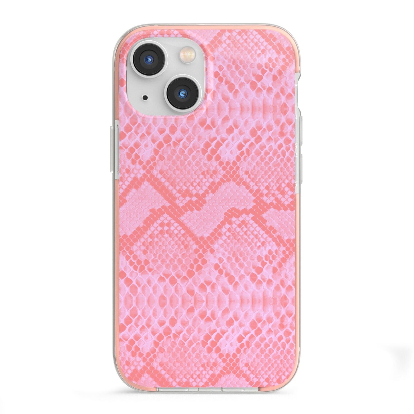 Pink Snakeskin iPhone 13 Mini TPU Impact Case with Pink Edges