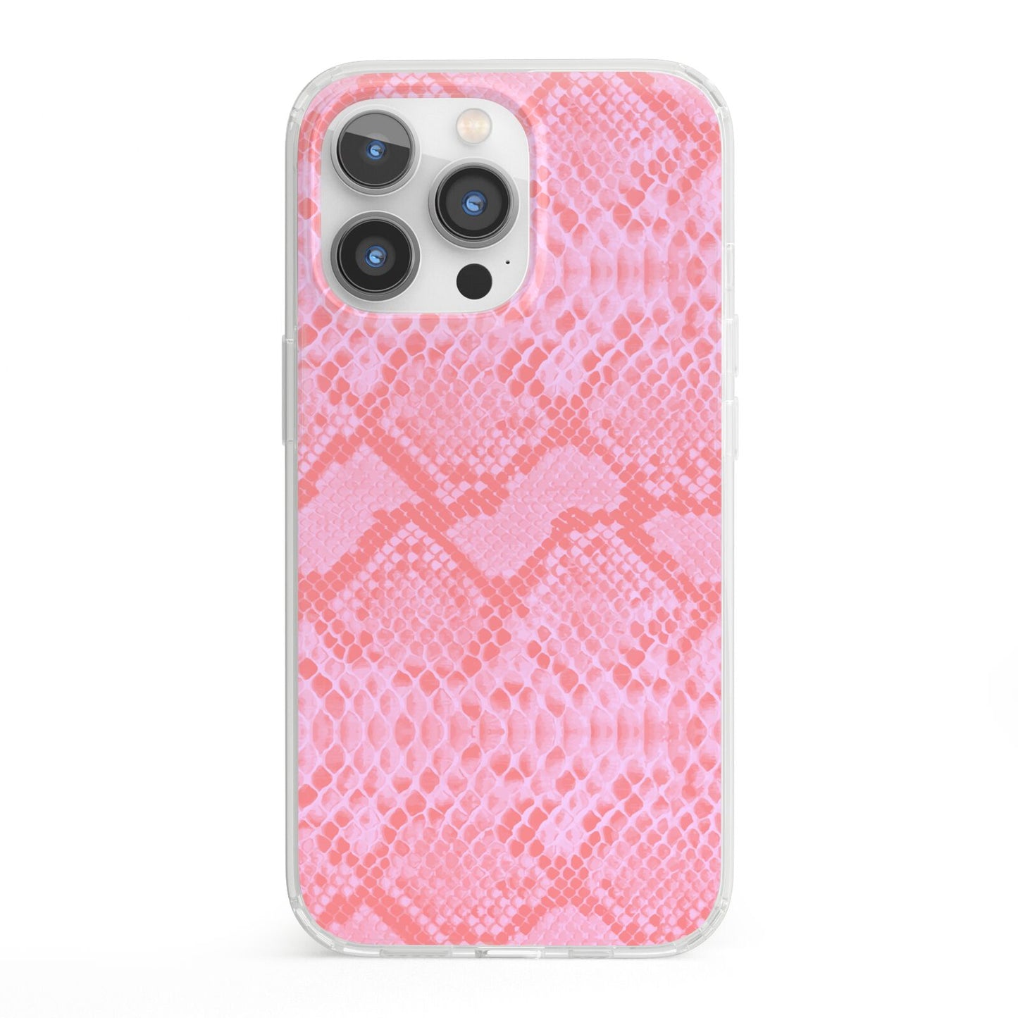 Pink Snakeskin iPhone 13 Pro Clear Bumper Case