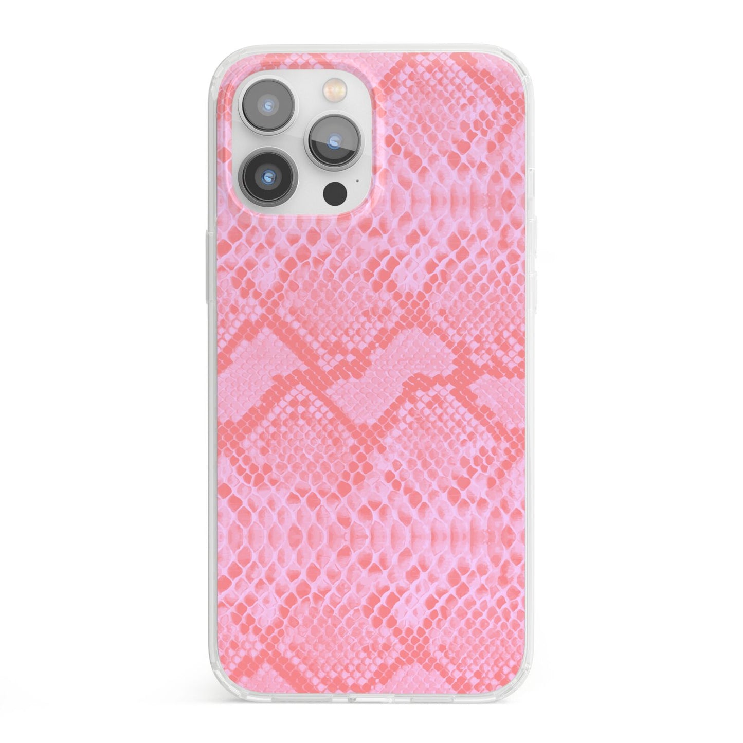 Pink Snakeskin iPhone 13 Pro Max Clear Bumper Case