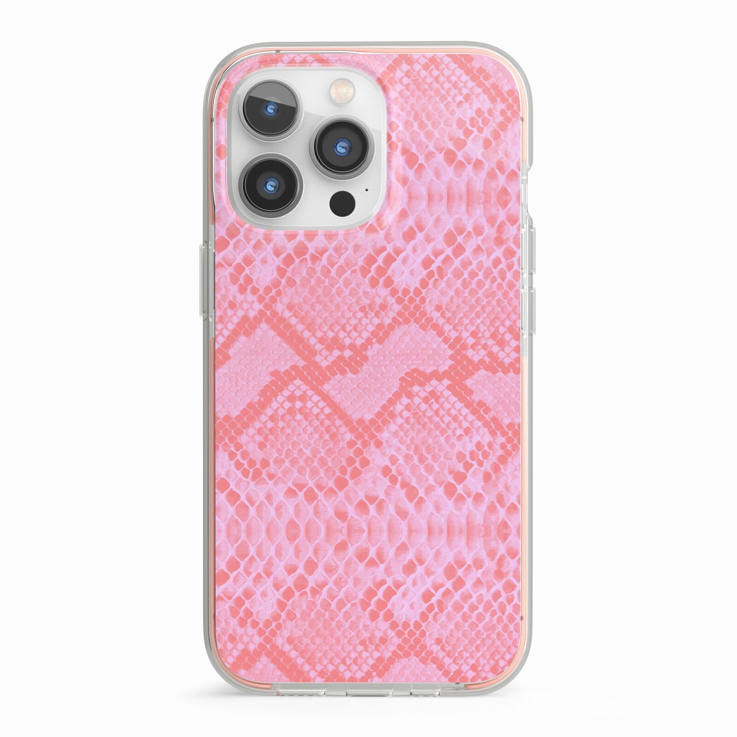 Pink Snakeskin iPhone 13 Pro TPU Impact Case with Pink Edges