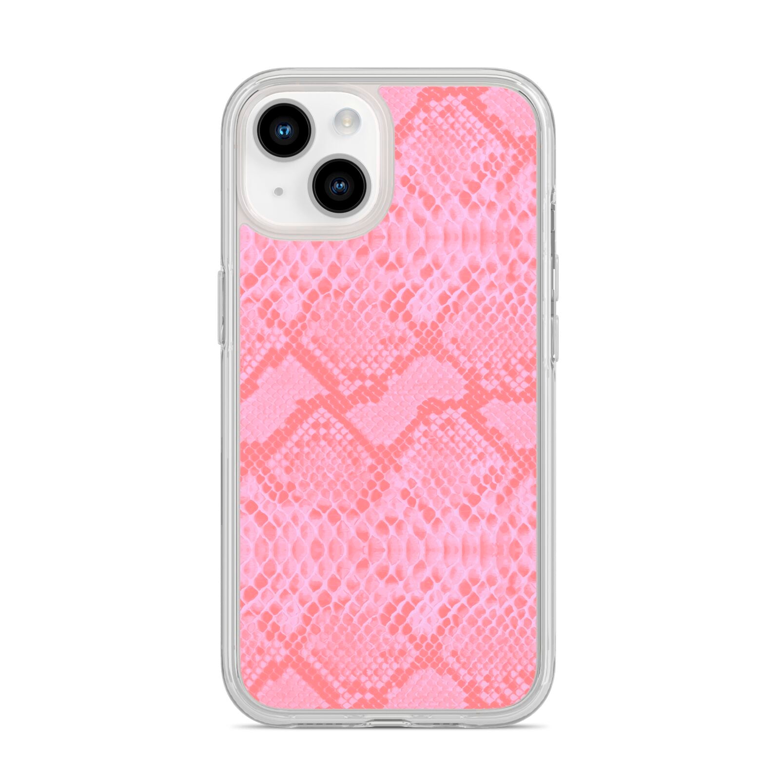 Pink Snakeskin iPhone 14 Clear Tough Case Starlight