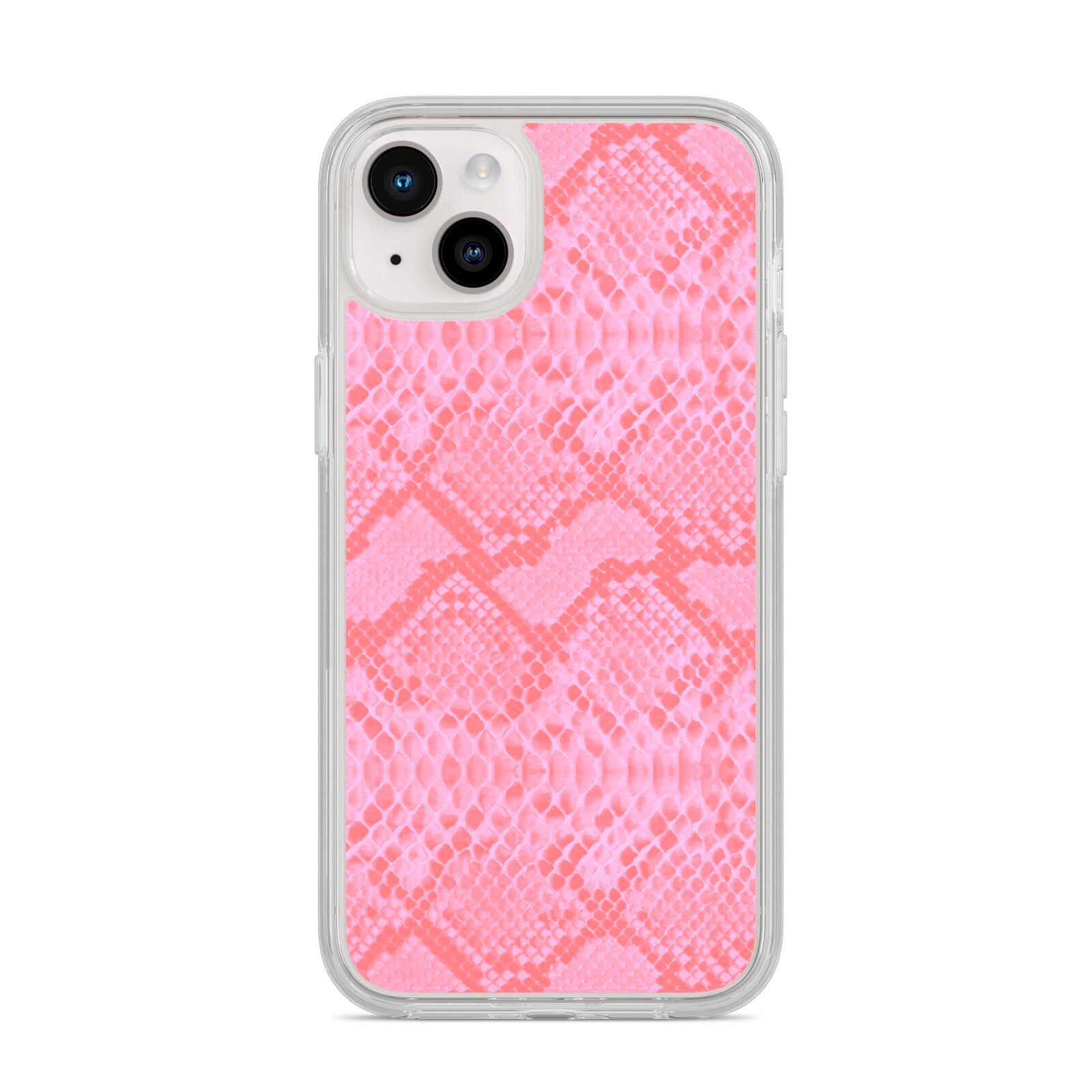 Pink Snakeskin iPhone 14 Plus Clear Tough Case Starlight