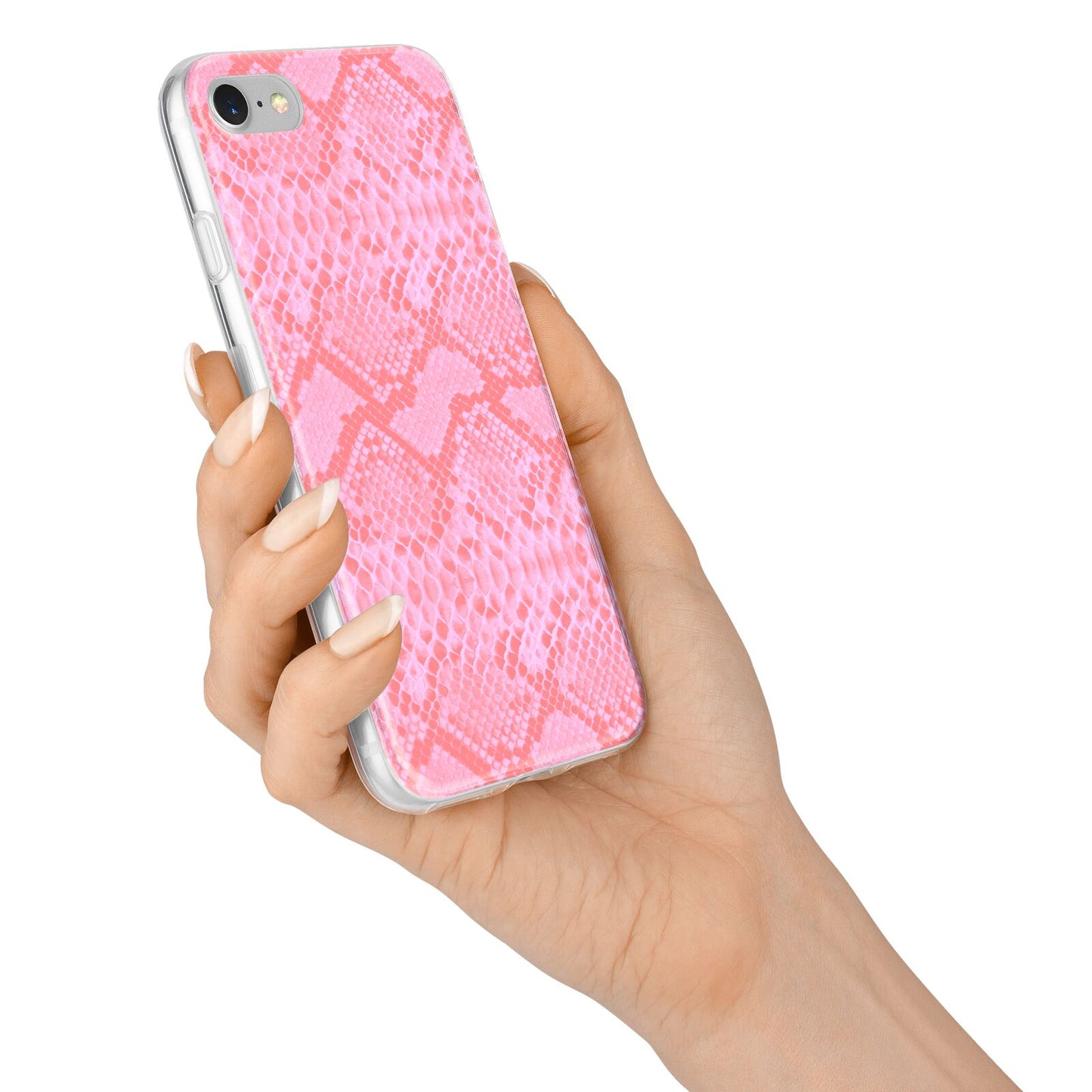 Pink Snakeskin iPhone 7 Bumper Case on Silver iPhone Alternative Image