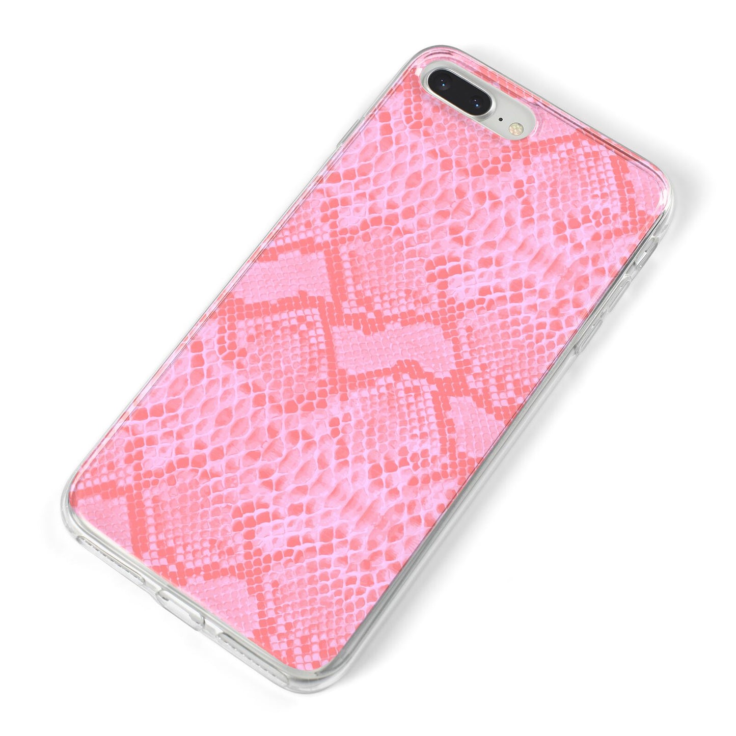 Pink Snakeskin iPhone 8 Plus Bumper Case on Silver iPhone Alternative Image