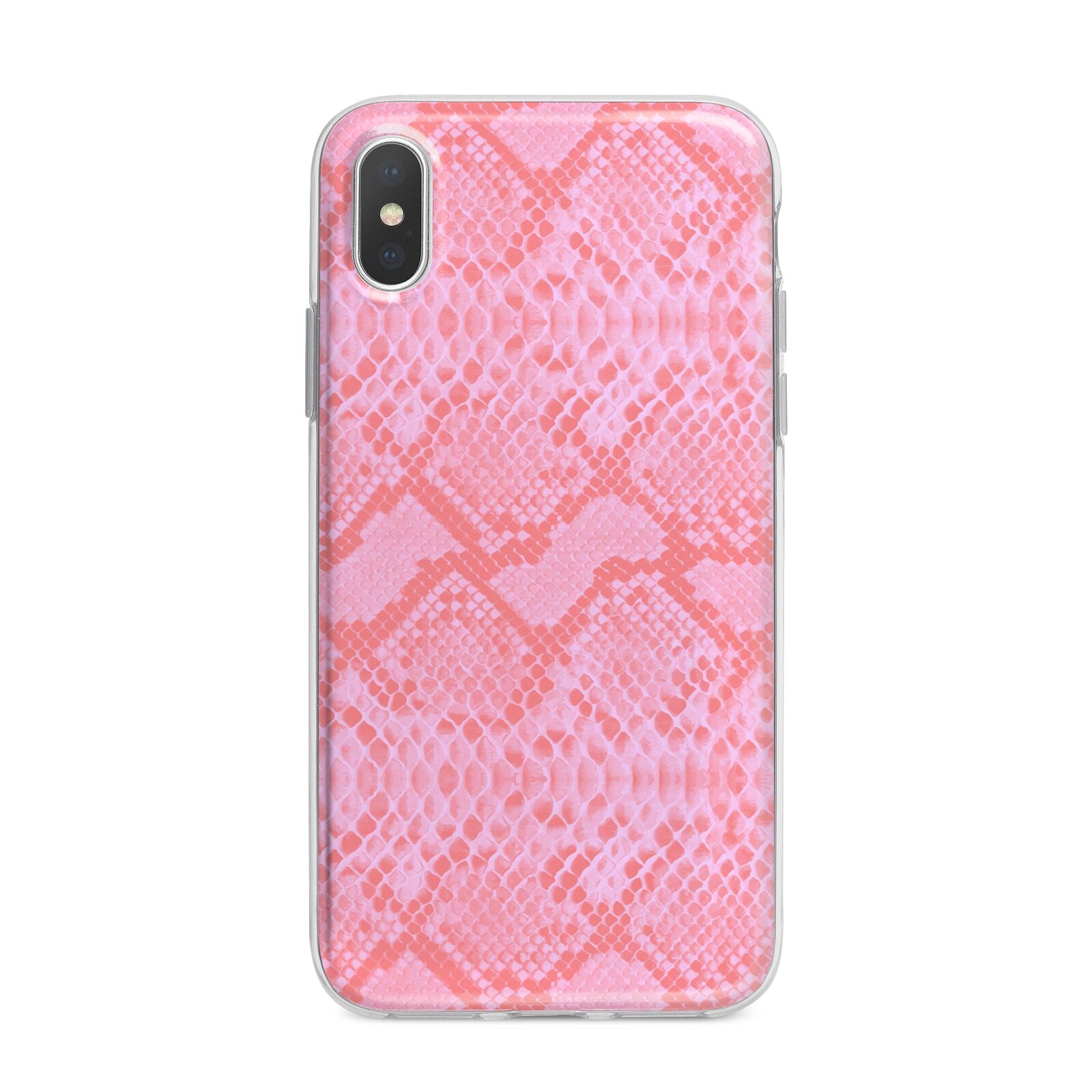 Pink Snakeskin iPhone X Bumper Case on Silver iPhone Alternative Image 1