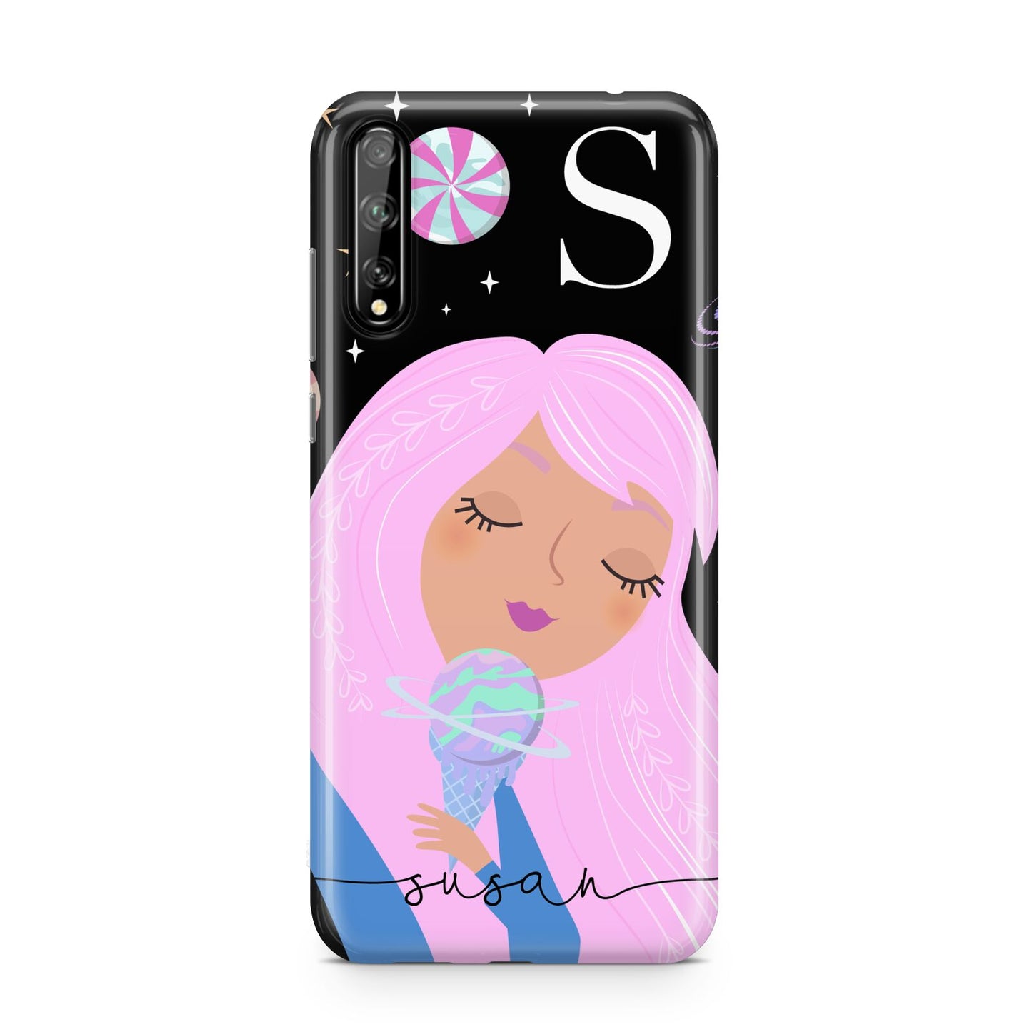 Pink Space Lady Personalised Huawei Enjoy 10s Phone Case