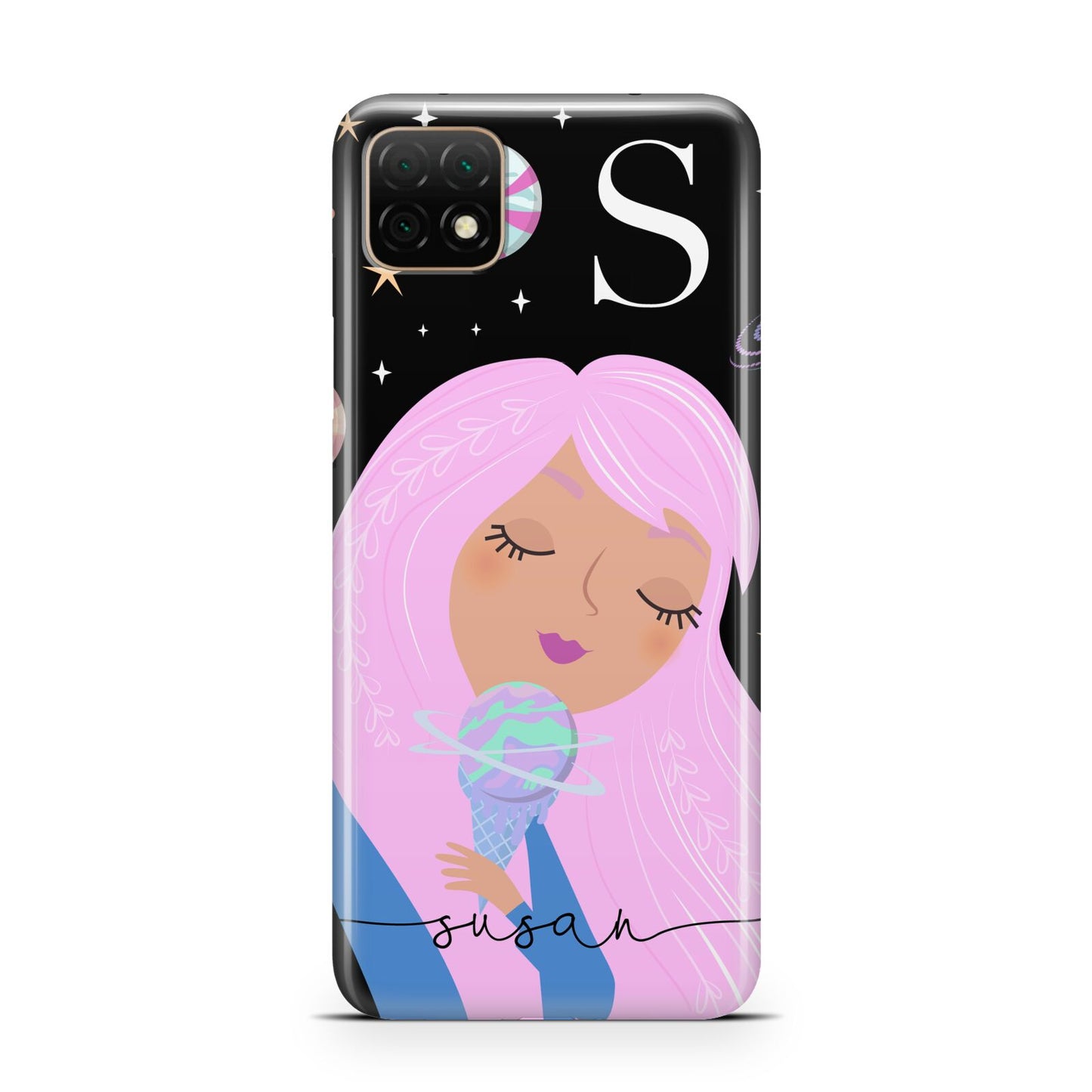 Pink Space Lady Personalised Huawei Enjoy 20 Phone Case