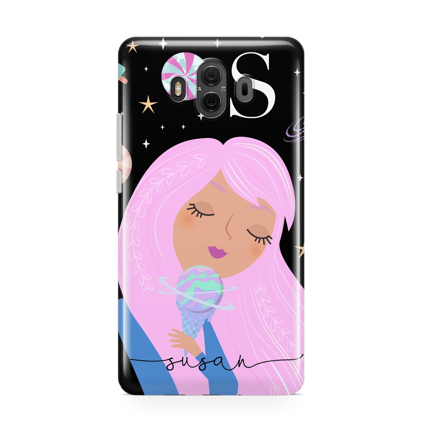 Pink Space Lady Personalised Huawei Mate 10 Protective Phone Case