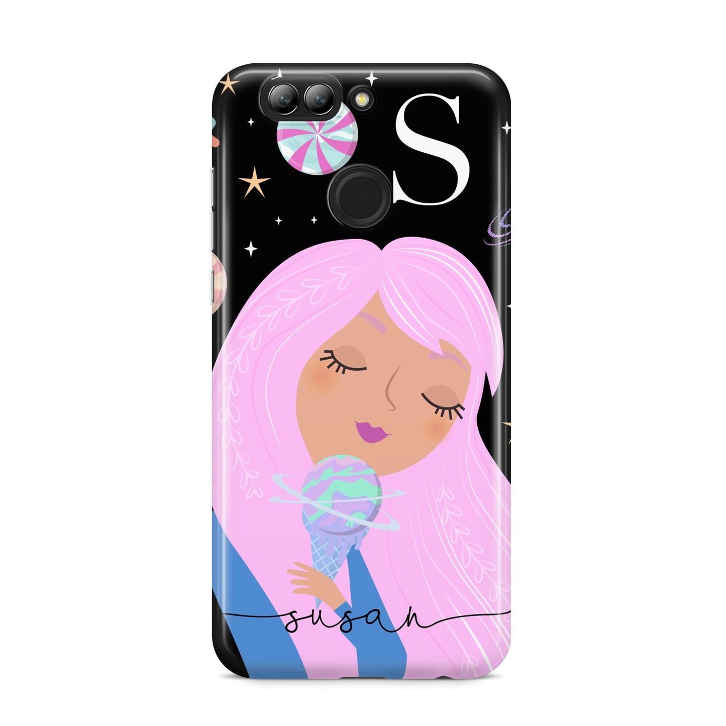 Pink Space Lady Personalised Huawei Nova 2s Phone Case