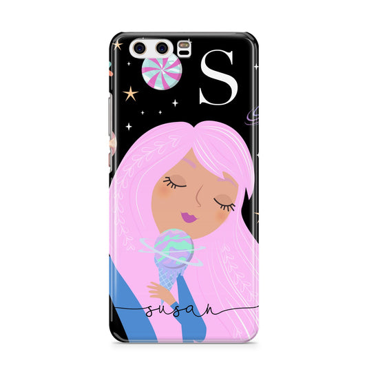 Pink Space Lady Personalised Huawei P10 Phone Case