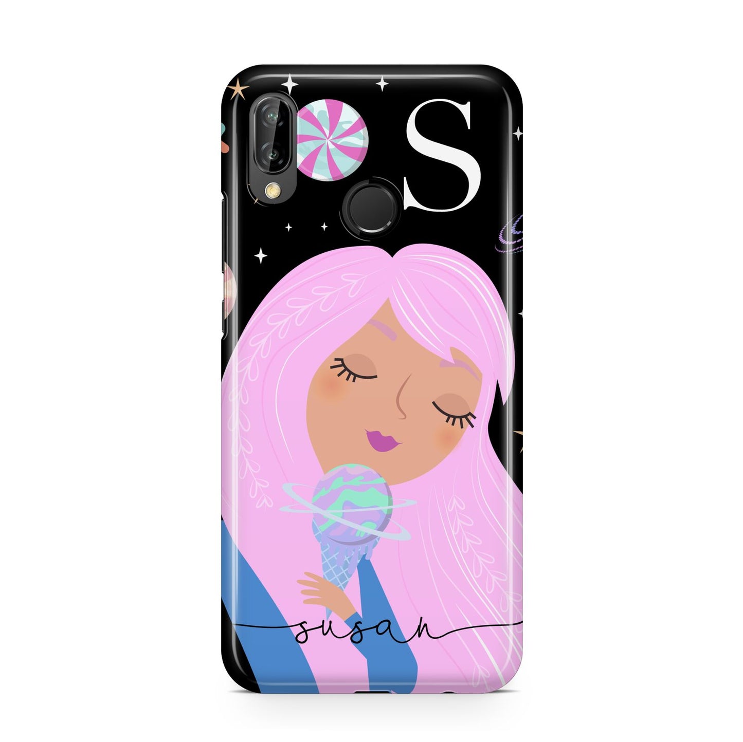 Pink Space Lady Personalised Huawei P20 Lite Phone Case