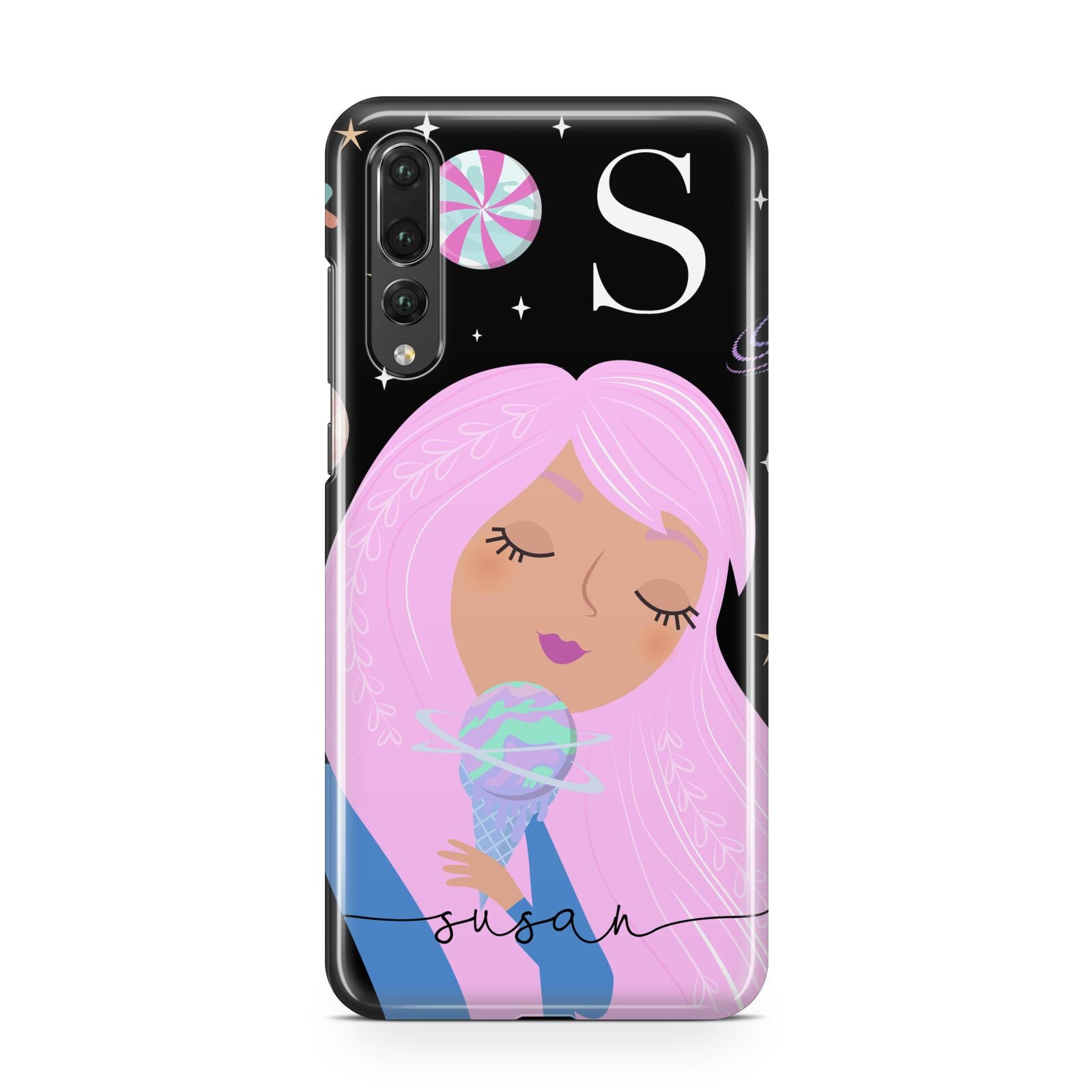 Pink Space Lady Personalised Huawei P20 Pro Phone Case