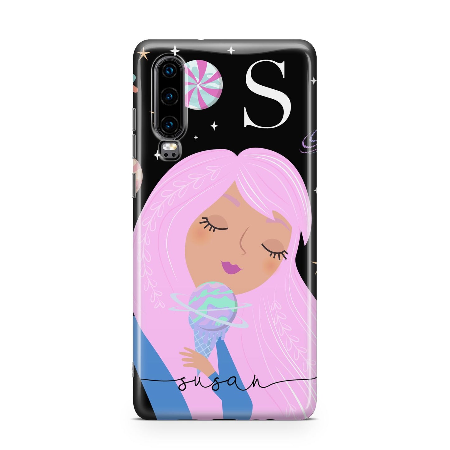 Pink Space Lady Personalised Huawei P30 Phone Case