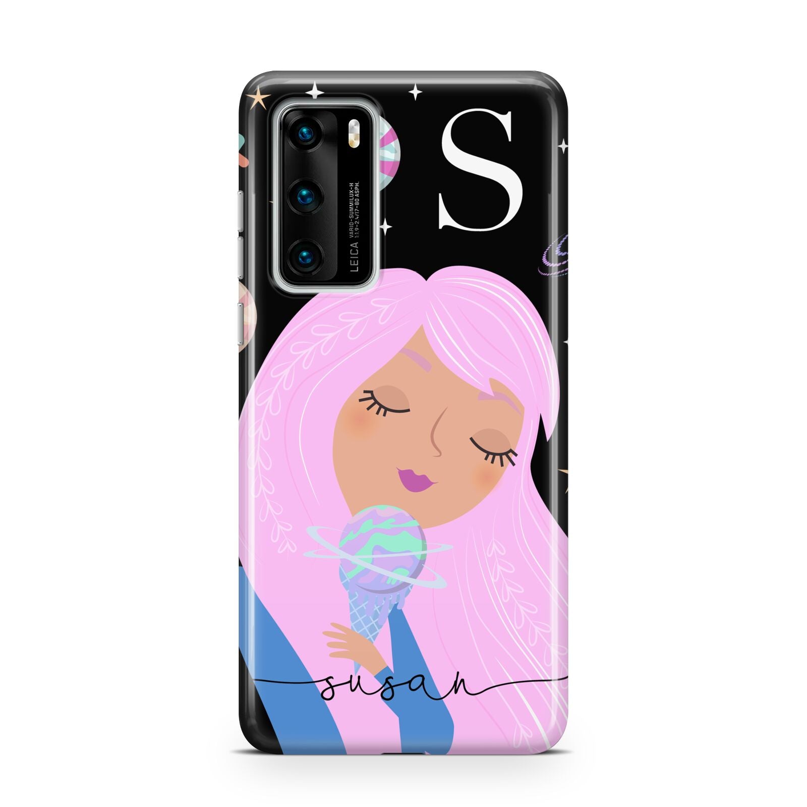 Pink Space Lady Personalised Huawei P40 Phone Case