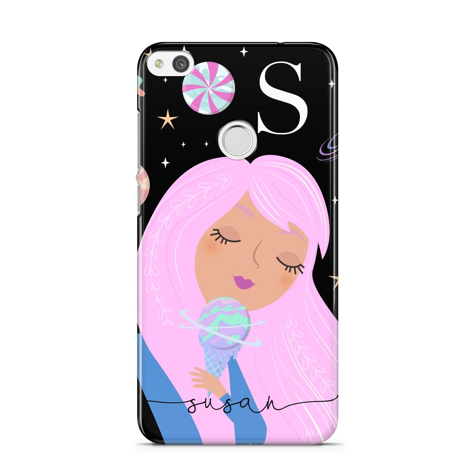 Pink Space Lady Personalised Huawei P8 Lite Case