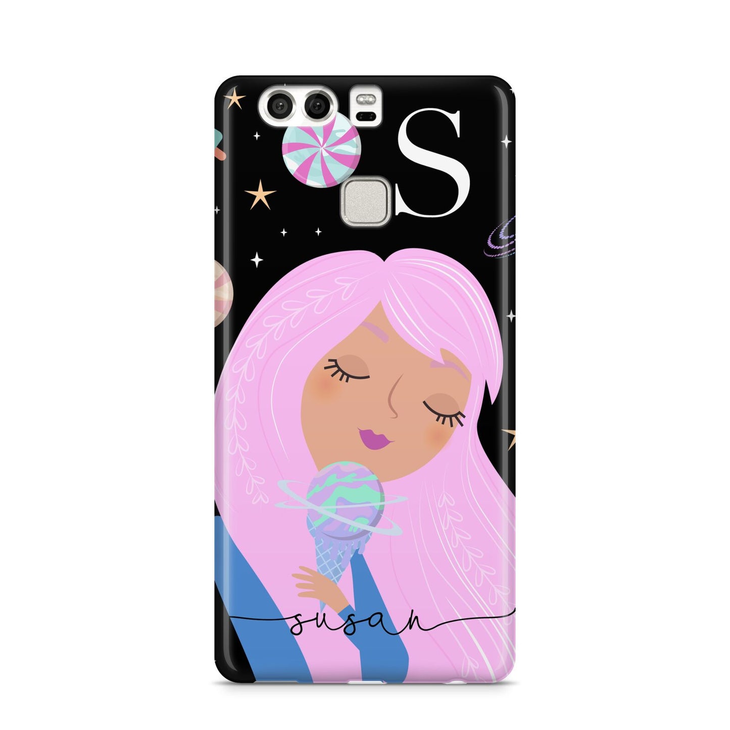 Pink Space Lady Personalised Huawei P9 Case