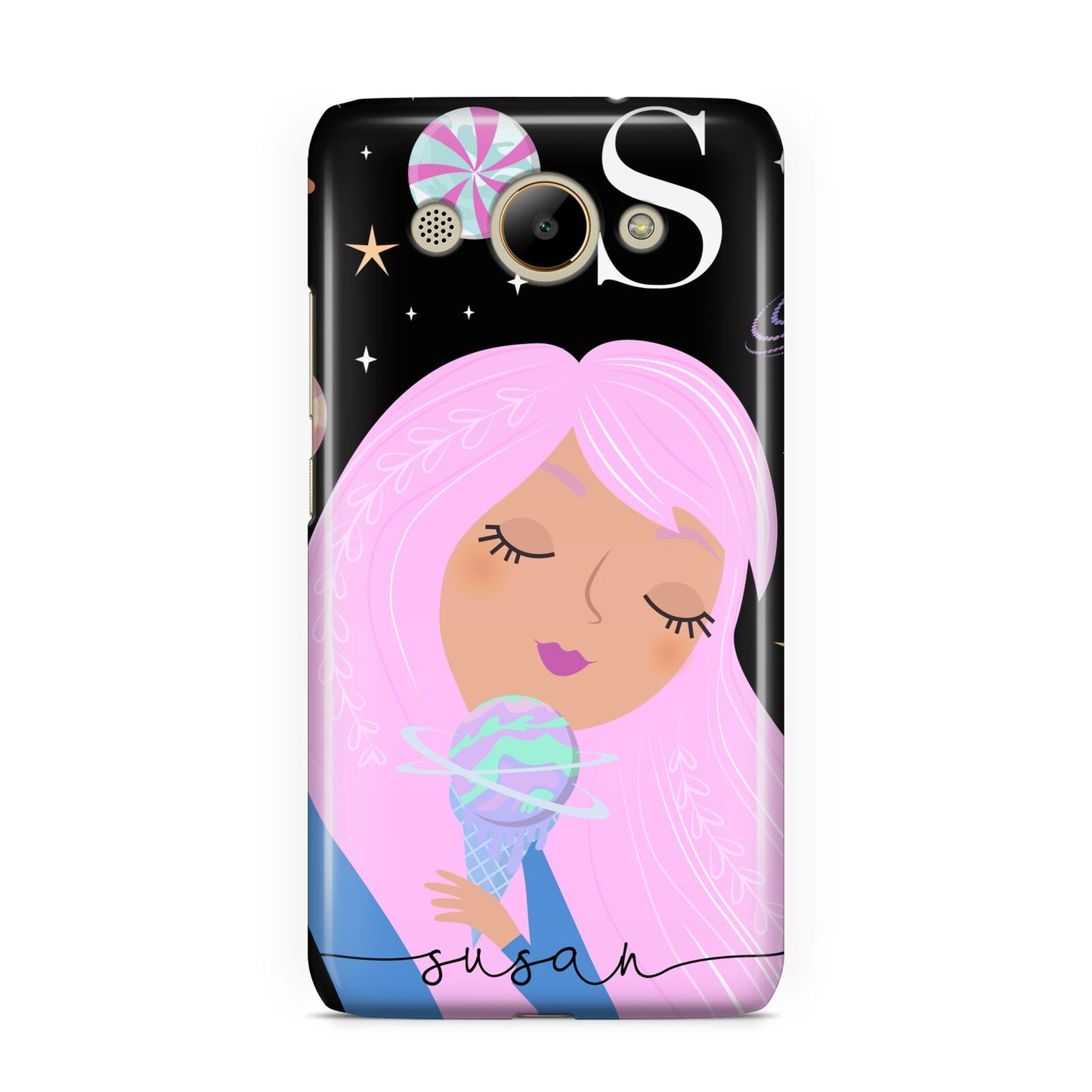 Pink Space Lady Personalised Huawei Y3 2017