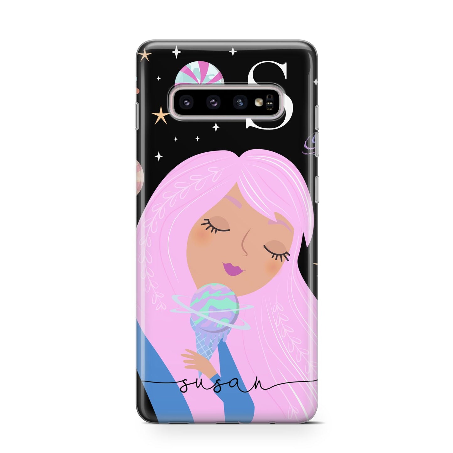 Pink Space Lady Personalised Protective Samsung Galaxy Case