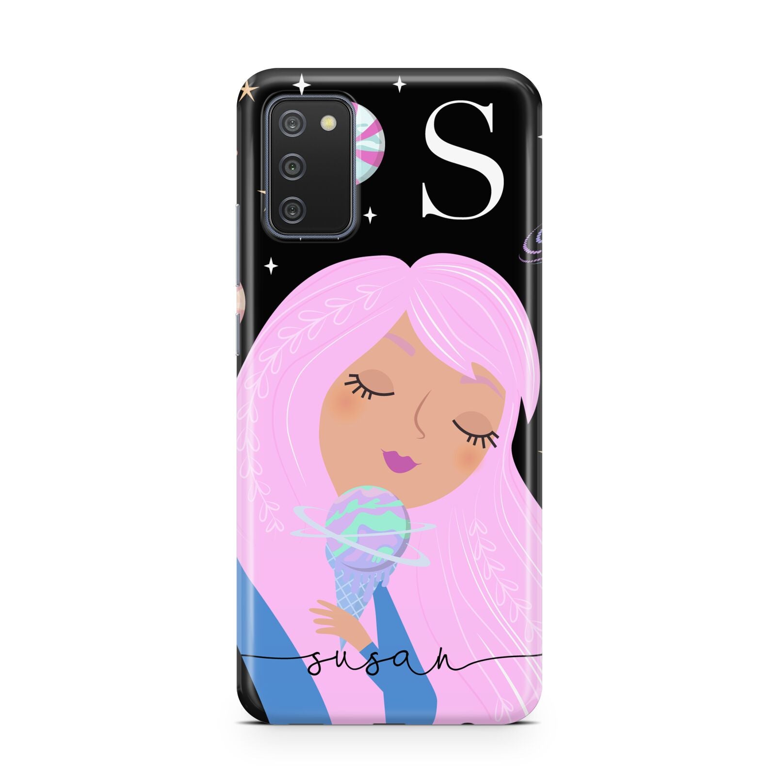 Pink Space Lady Personalised Samsung A02s Case