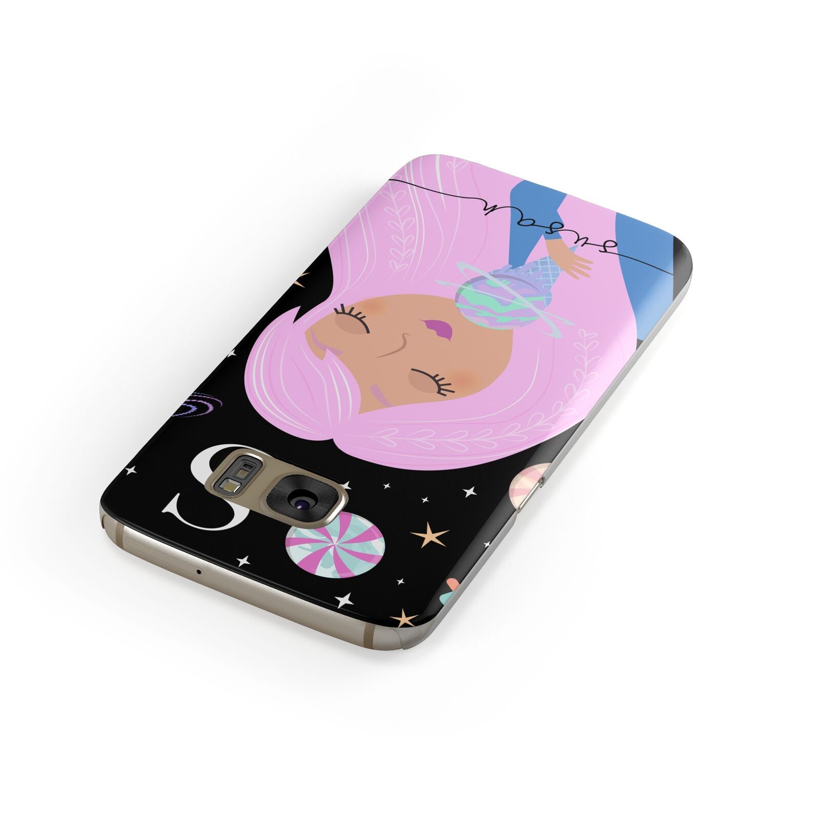 Pink Space Lady Personalised Samsung Galaxy Case Front Close Up