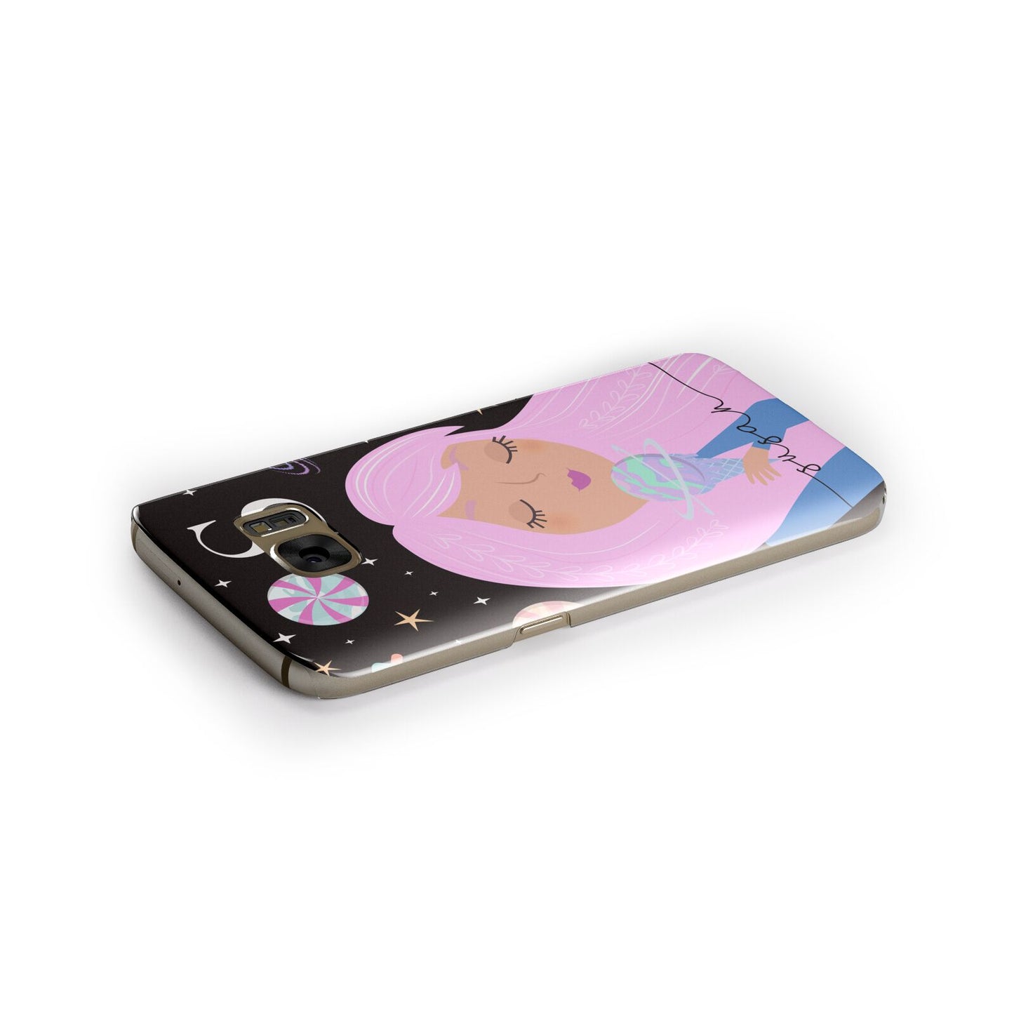 Pink Space Lady Personalised Samsung Galaxy Case Side Close Up