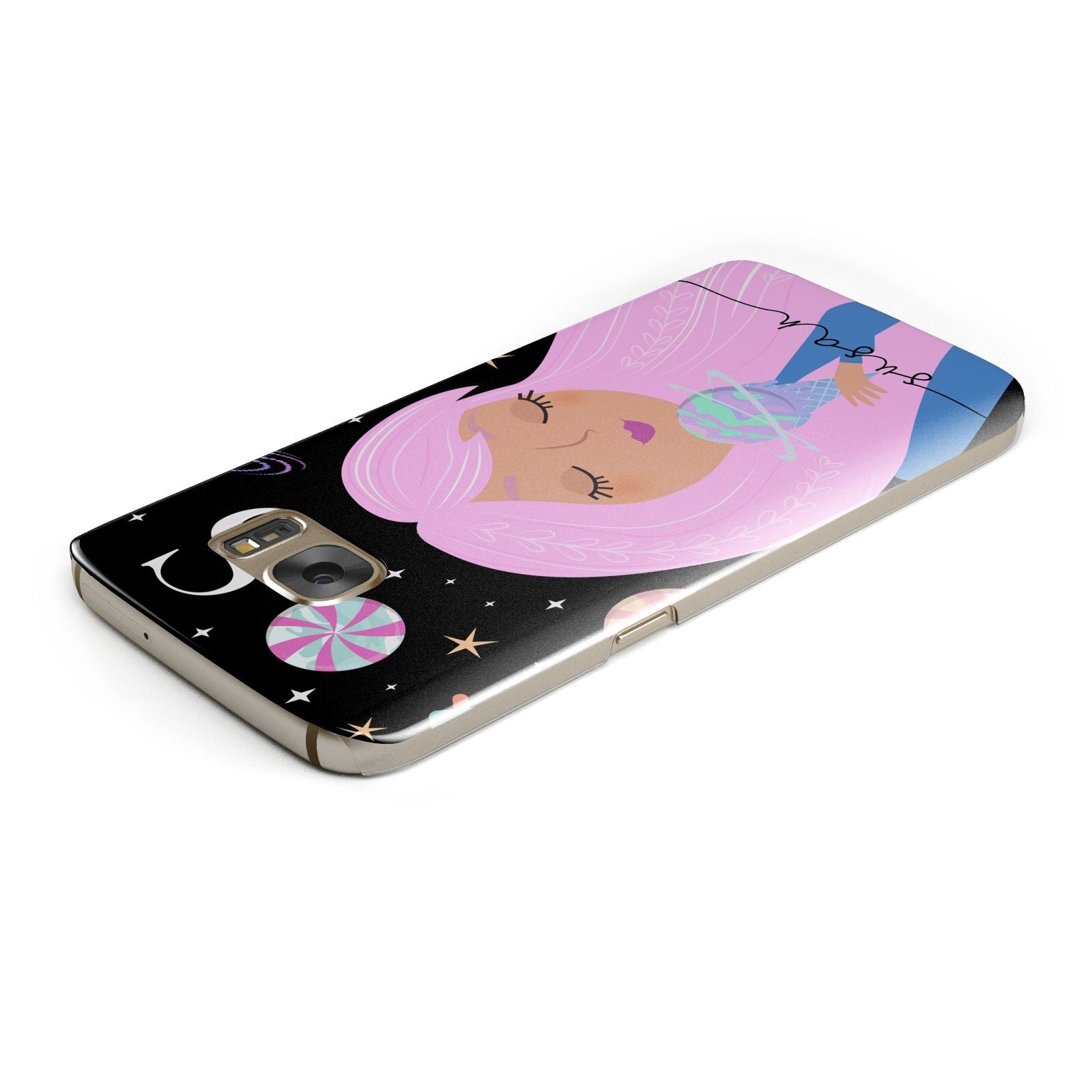 Pink Space Lady Personalised Samsung Galaxy Case Top Cutout