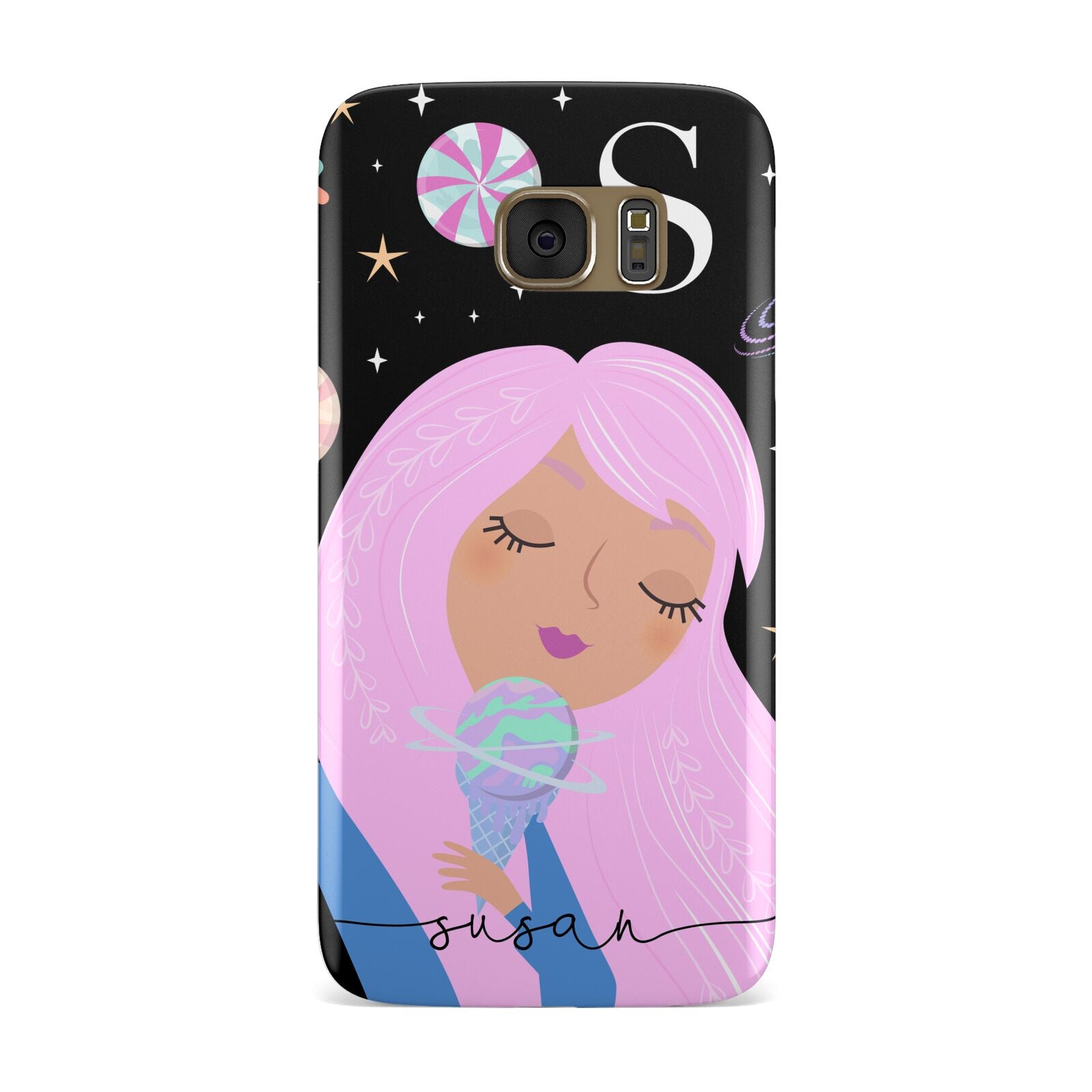 Pink Space Lady Personalised Samsung Galaxy Case