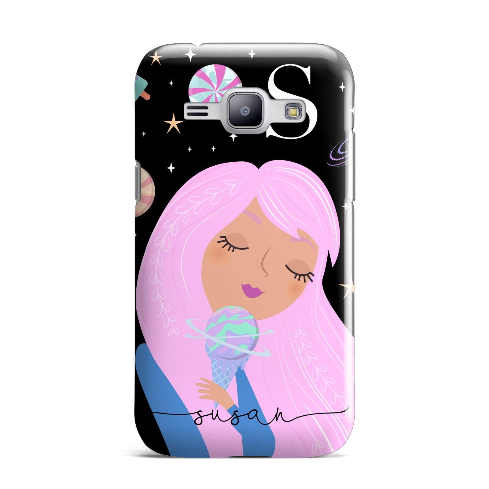 Pink Space Lady Personalised Samsung Galaxy J1 2015 Case