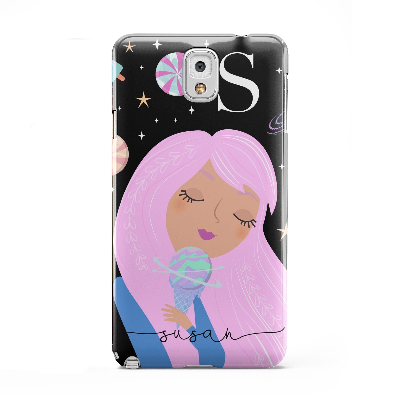 Pink Space Lady Personalised Samsung Galaxy Note 3 Case