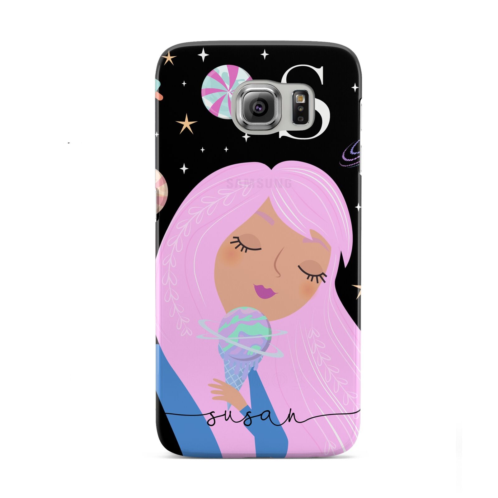 Pink Space Lady Personalised Samsung Galaxy S6 Case