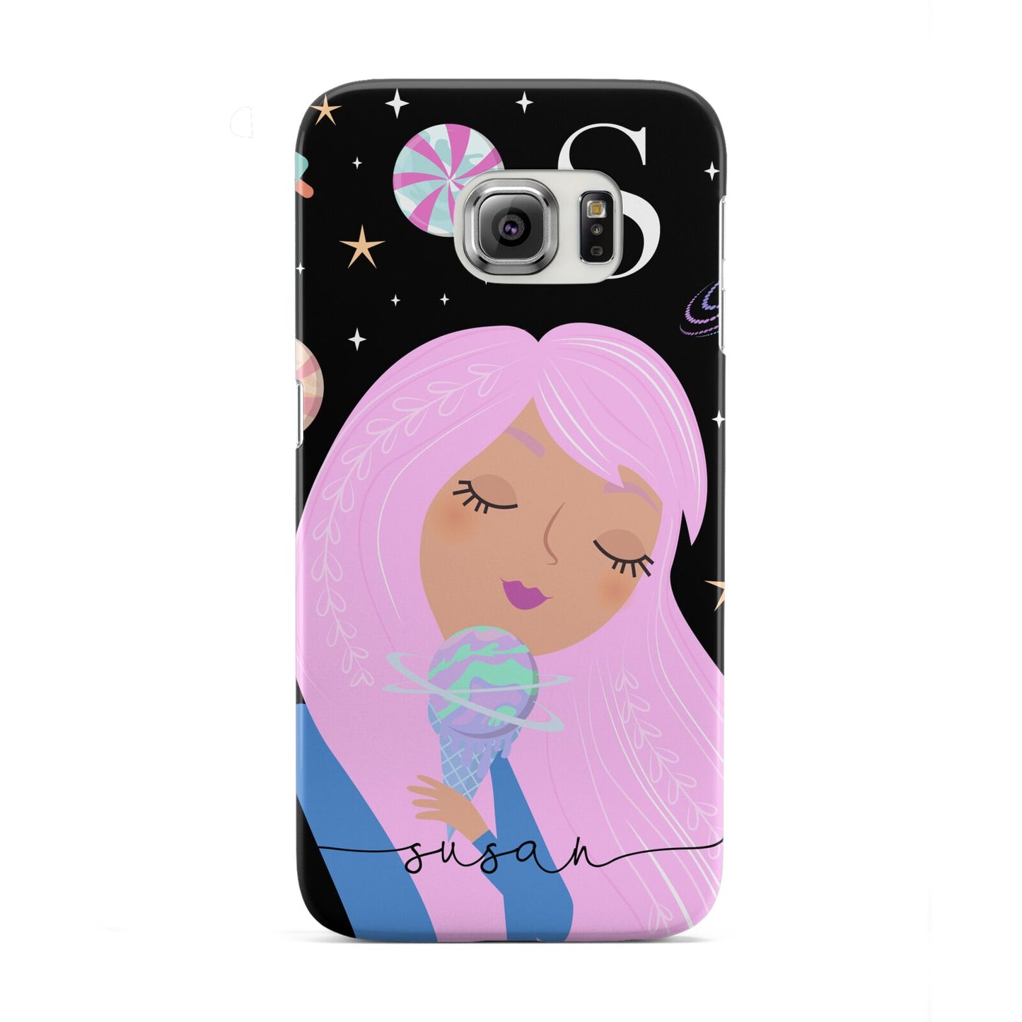 Pink Space Lady Personalised Samsung Galaxy S6 Edge Case