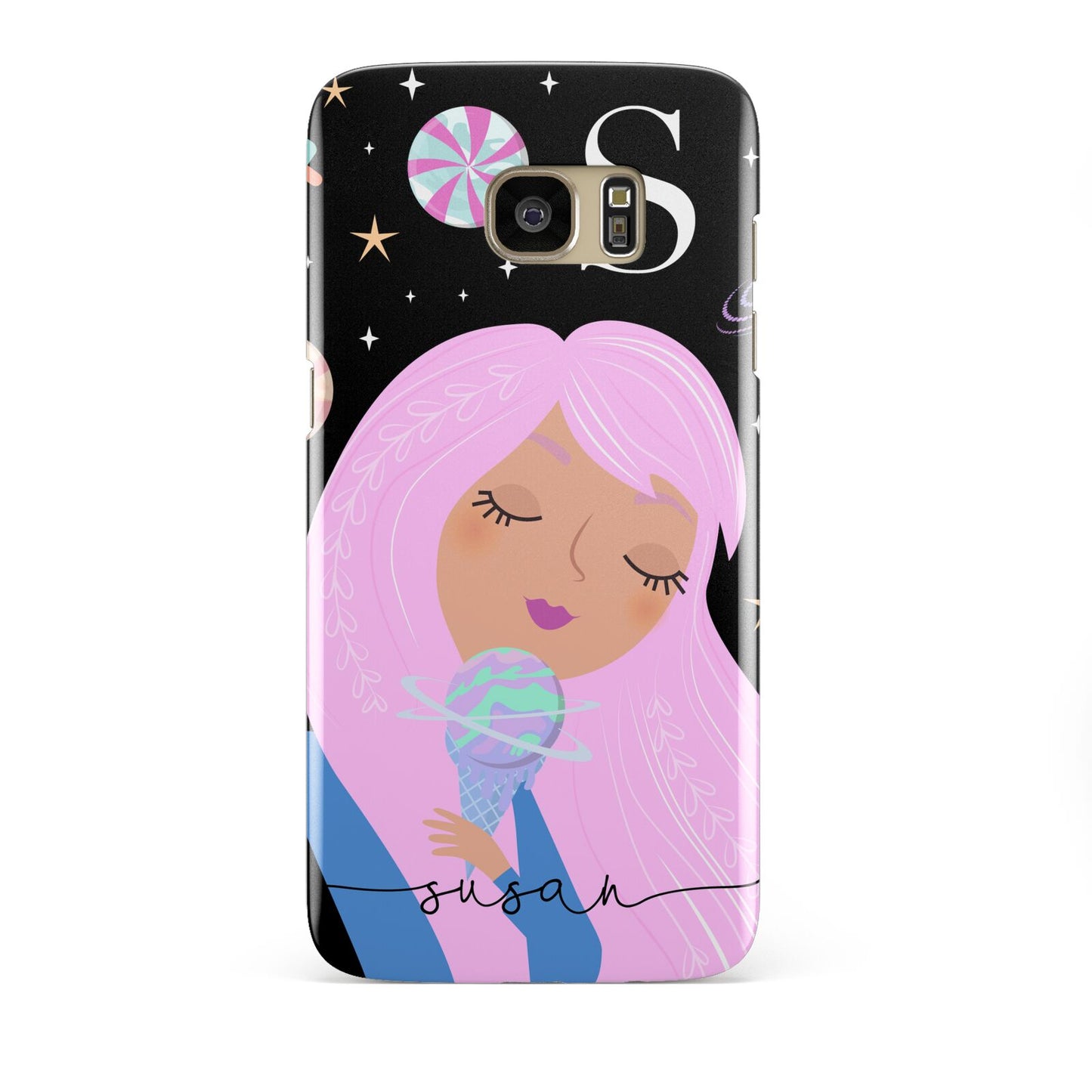 Pink Space Lady Personalised Samsung Galaxy S7 Edge Case