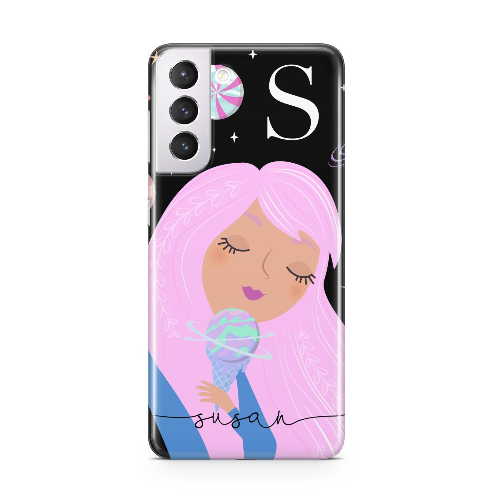 Pink Space Lady Personalised Samsung S21 Case