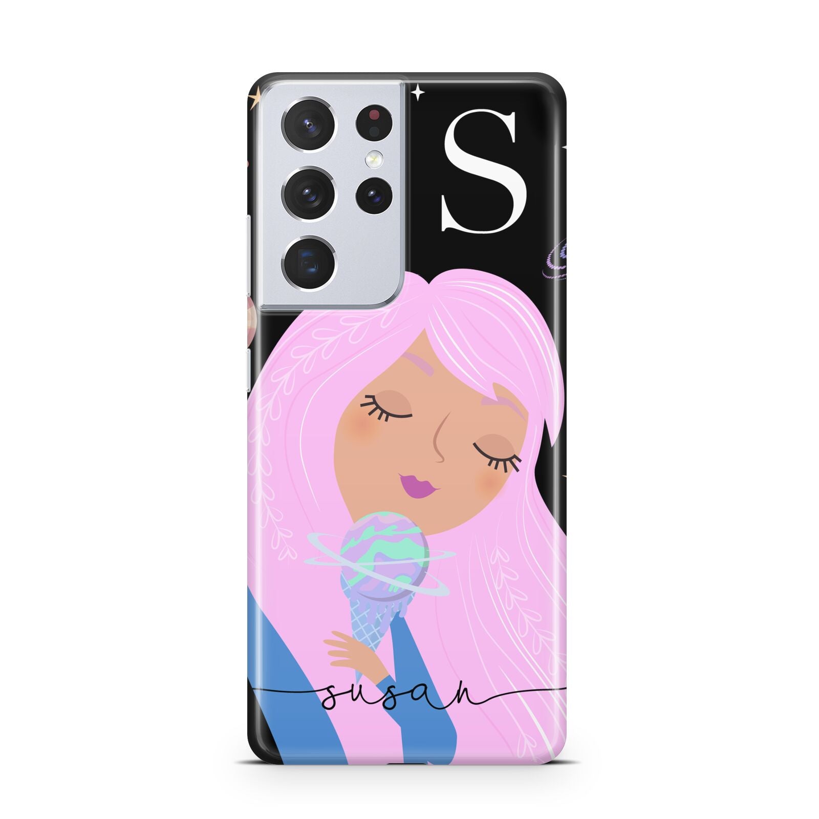 Pink Space Lady Personalised Samsung S21 Ultra Case