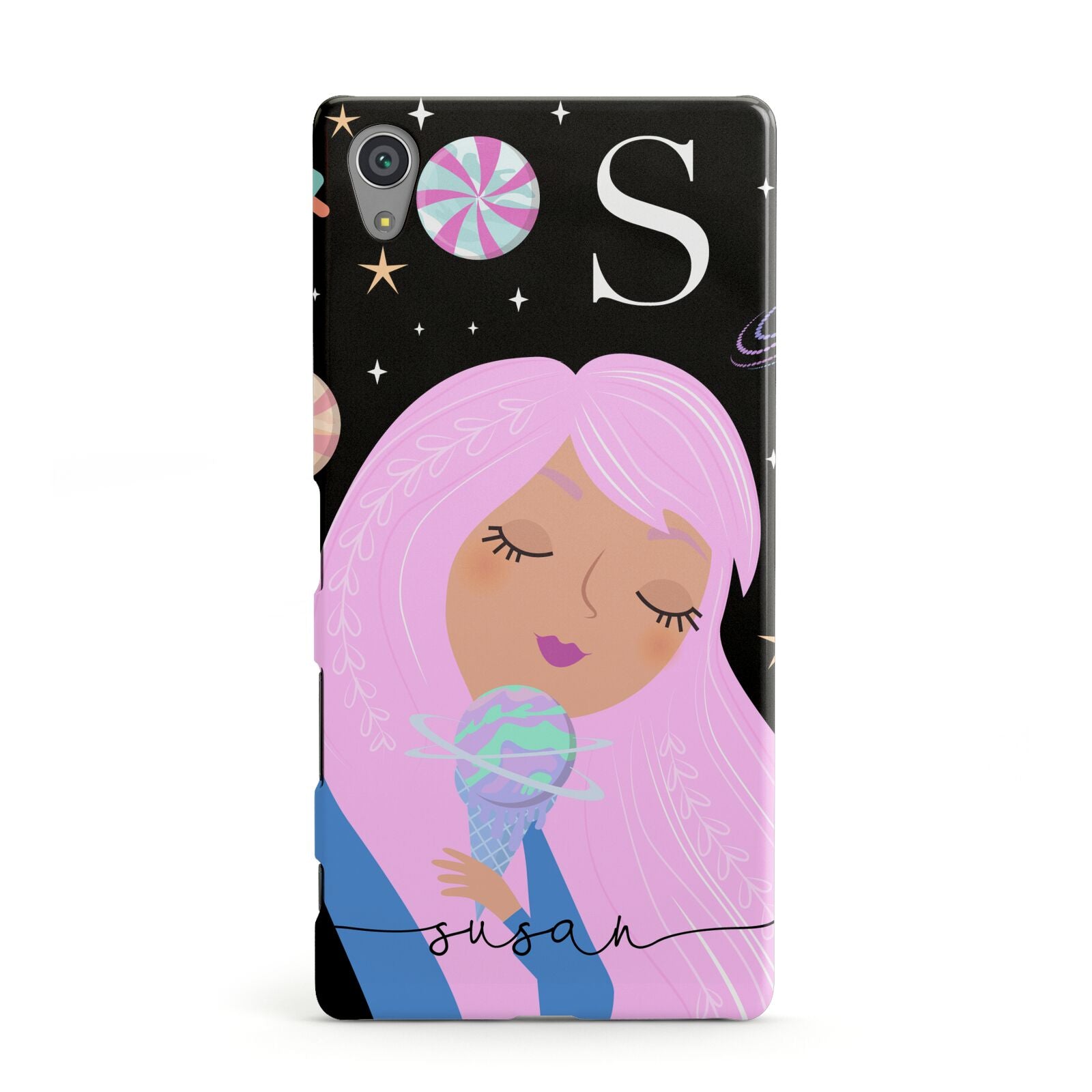 Pink Space Lady Personalised Sony Xperia Case