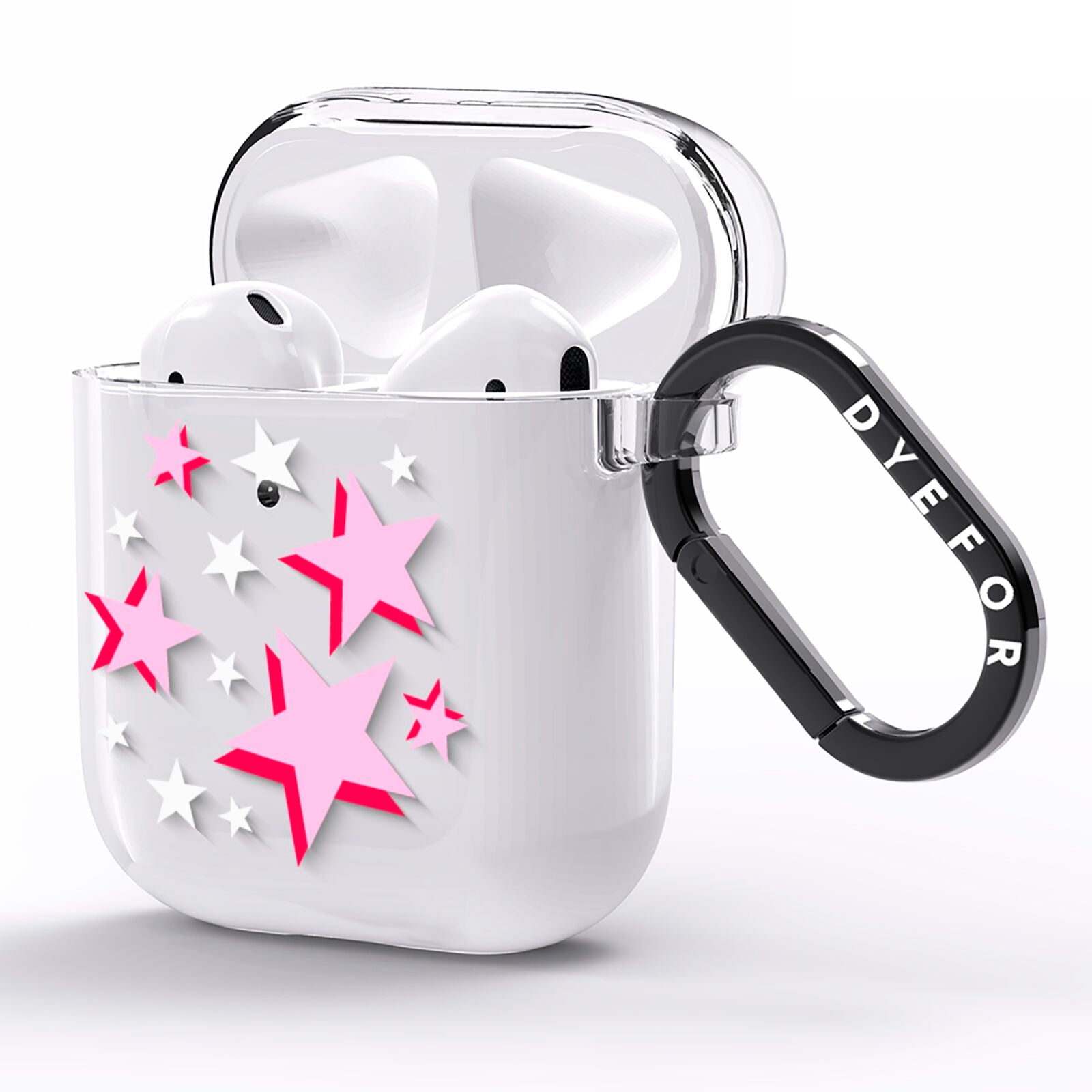 Pink Star AirPods Clear Case Side Image