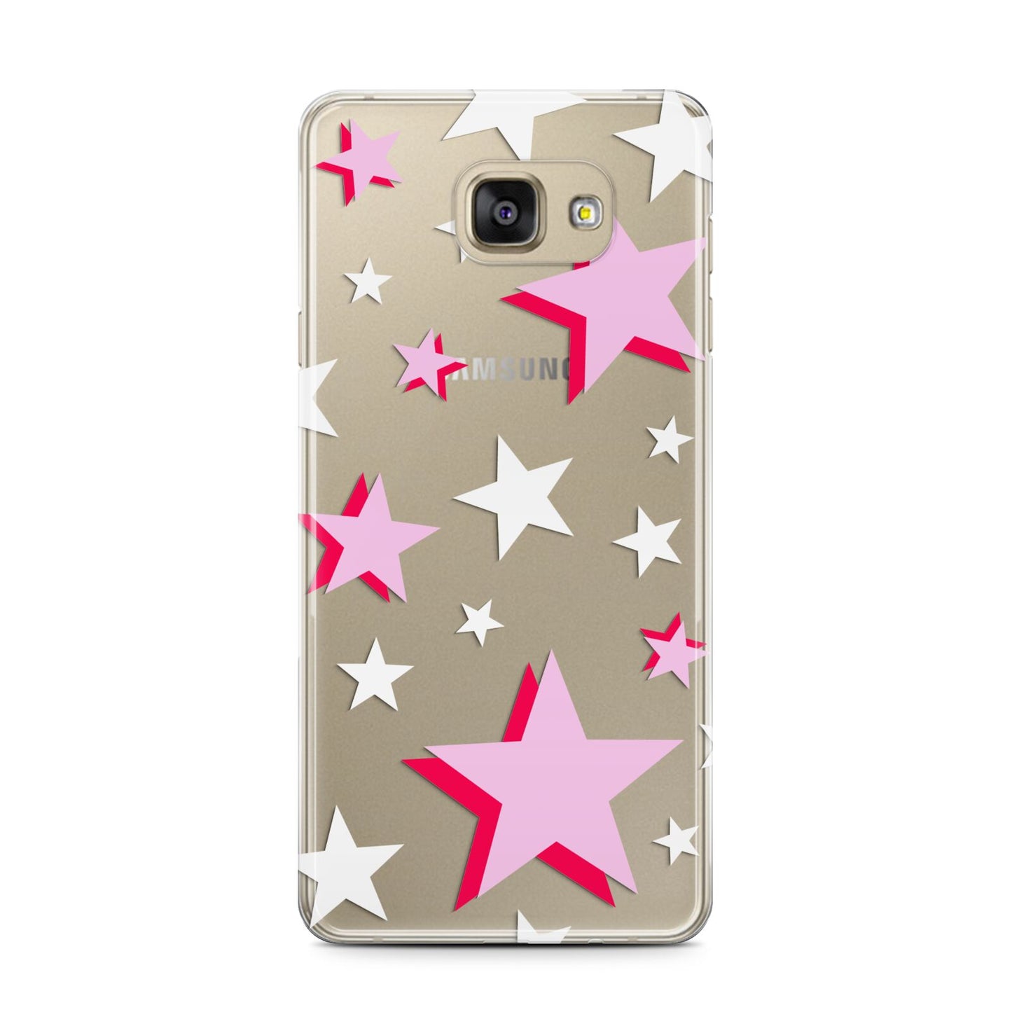 Pink Star Samsung Galaxy A7 2016 Case on gold phone