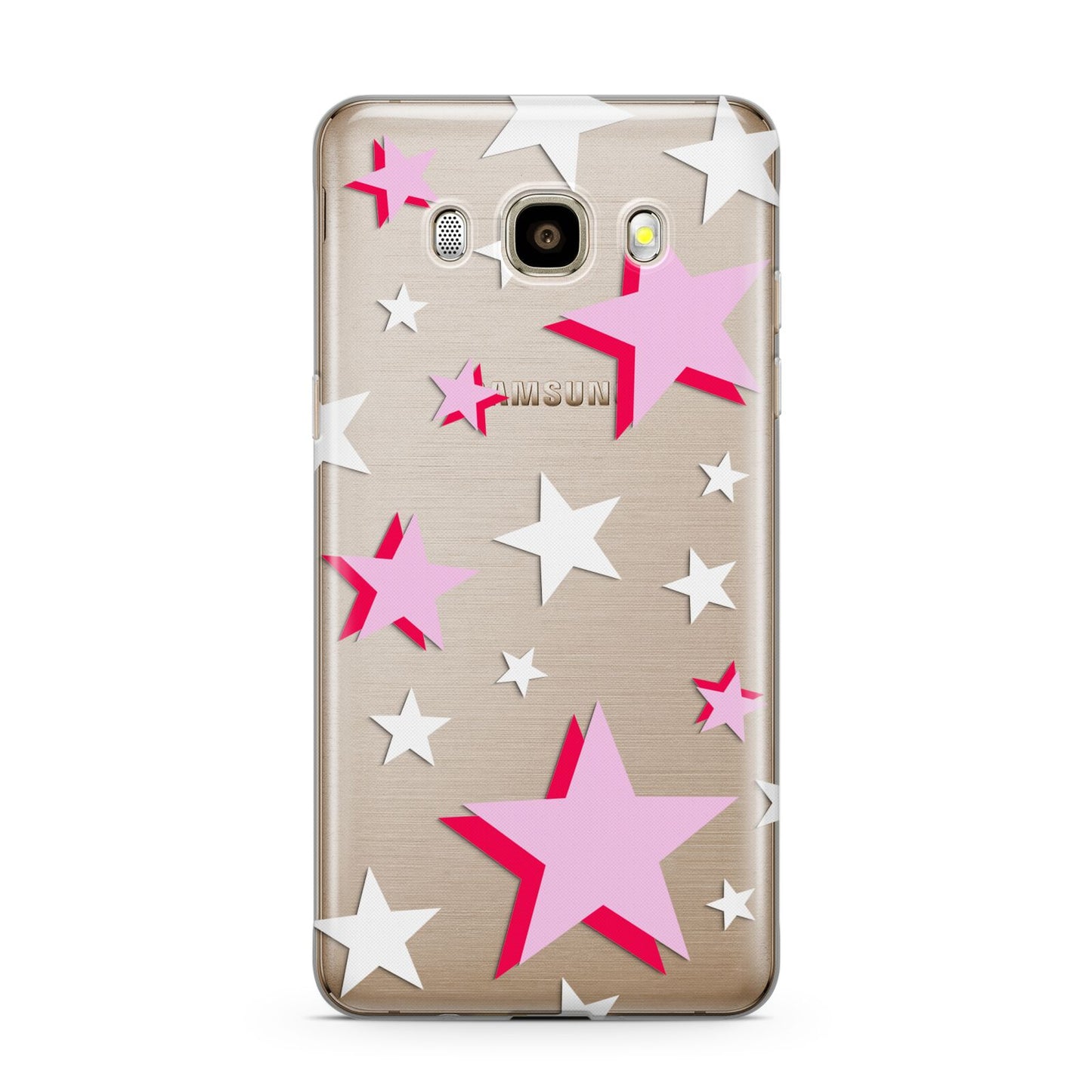 Pink Star Samsung Galaxy J7 2016 Case on gold phone