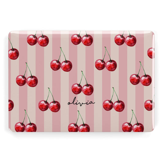 Pink Stripes with Cherries and Text Apple MacBook Case