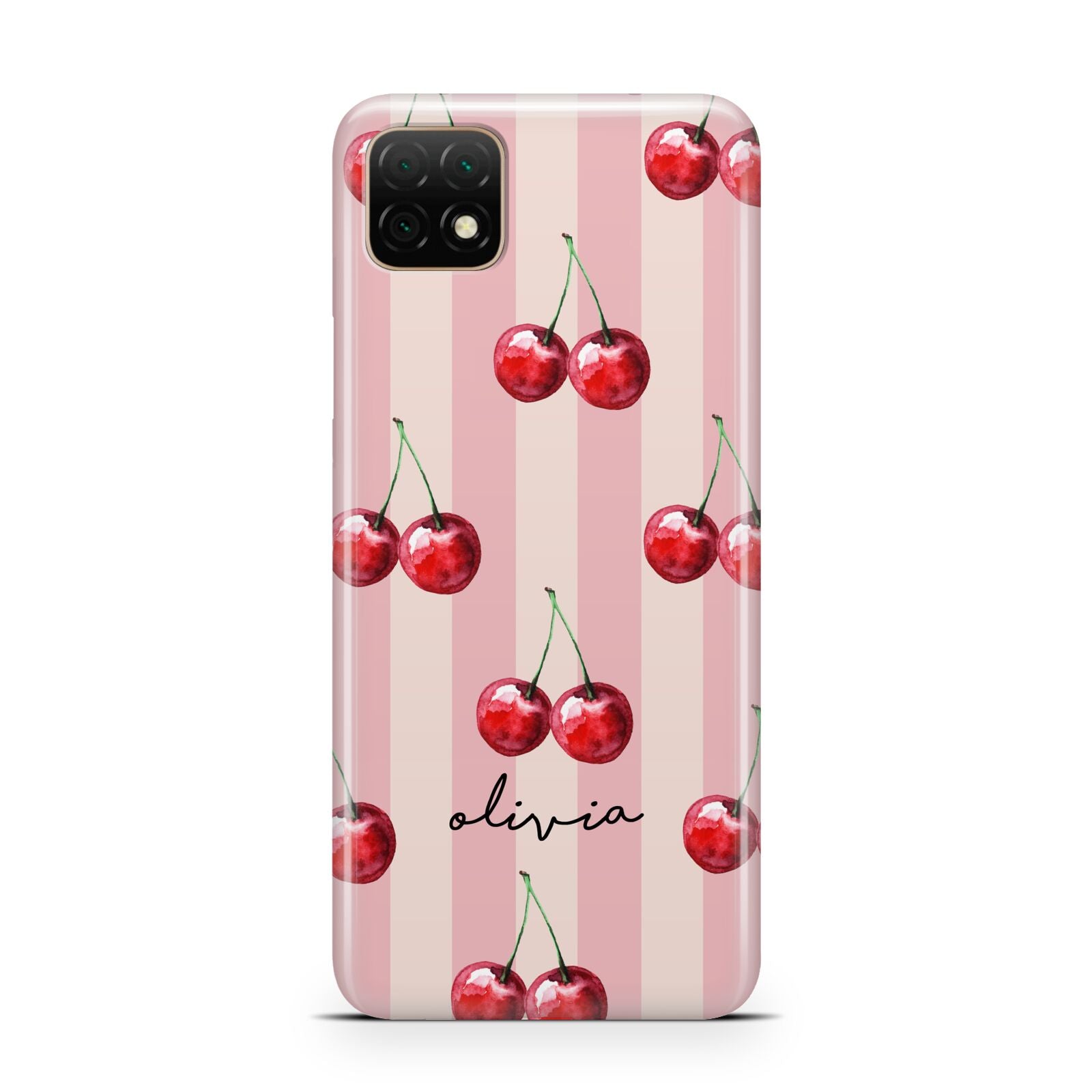 Pink Stripes with Cherries and Text Huawei Enjoy 20 Phone Case