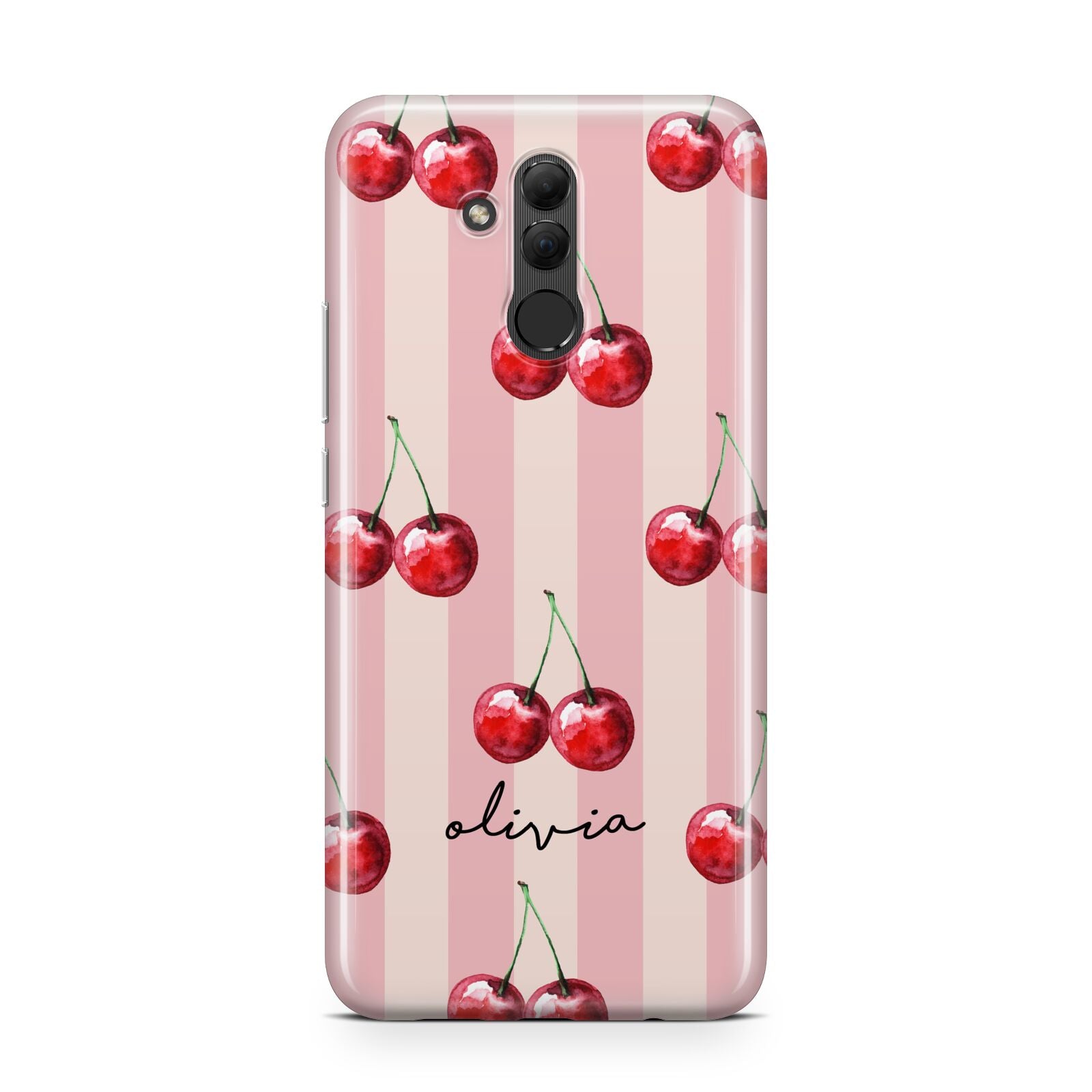 Pink Stripes with Cherries and Text Huawei Mate 20 Lite