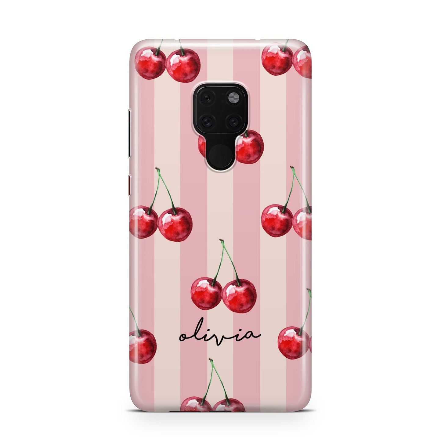 Pink Stripes with Cherries and Text Huawei Mate 20 Phone Case