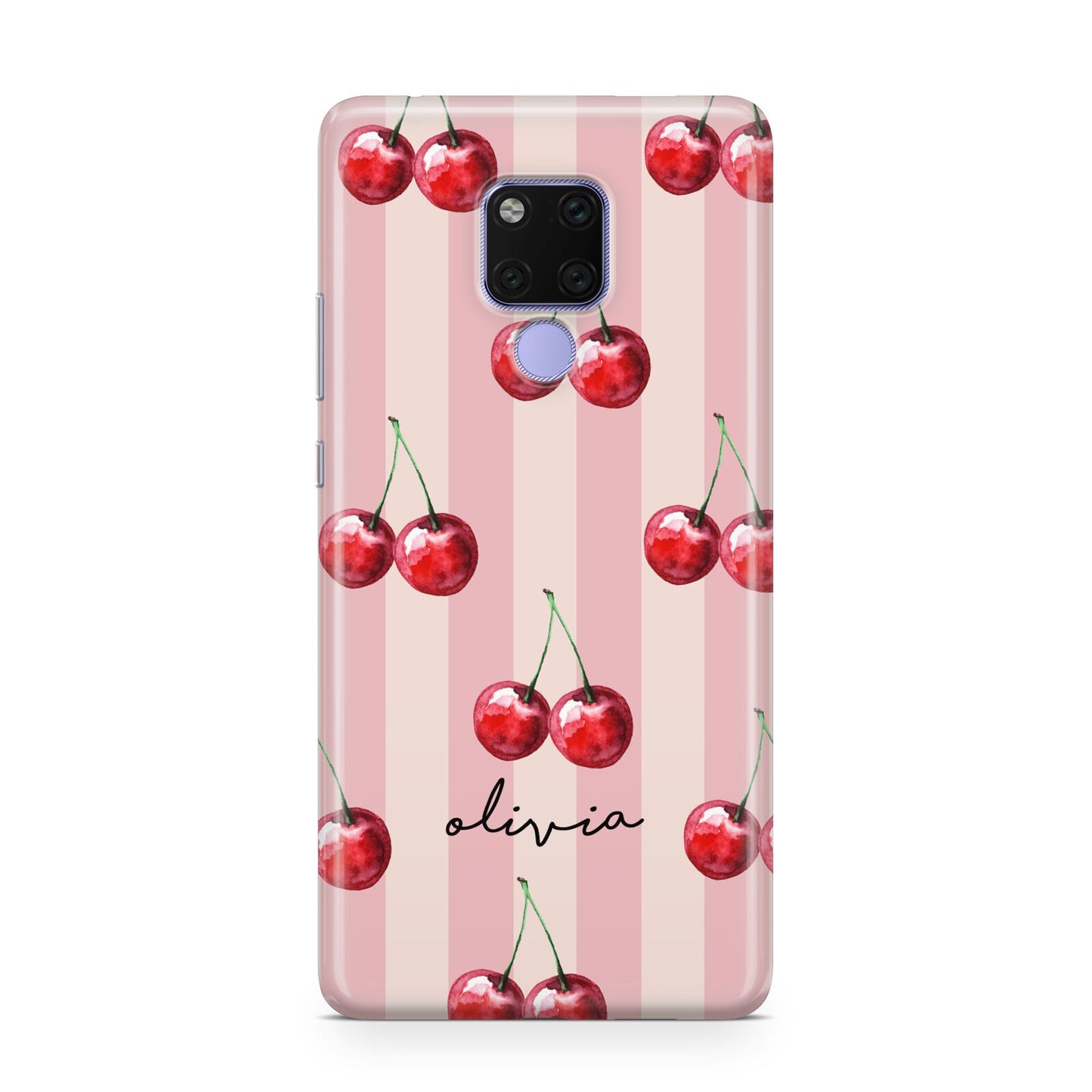 Pink Stripes with Cherries and Text Huawei Mate 20X Phone Case