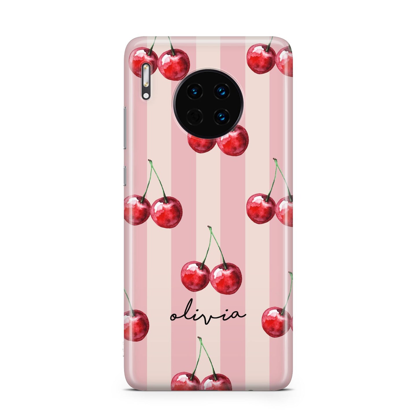 Pink Stripes with Cherries and Text Huawei Mate 30