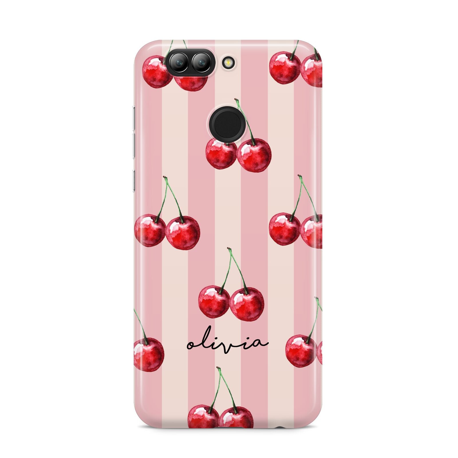 Pink Stripes with Cherries and Text Huawei Nova 2s Phone Case