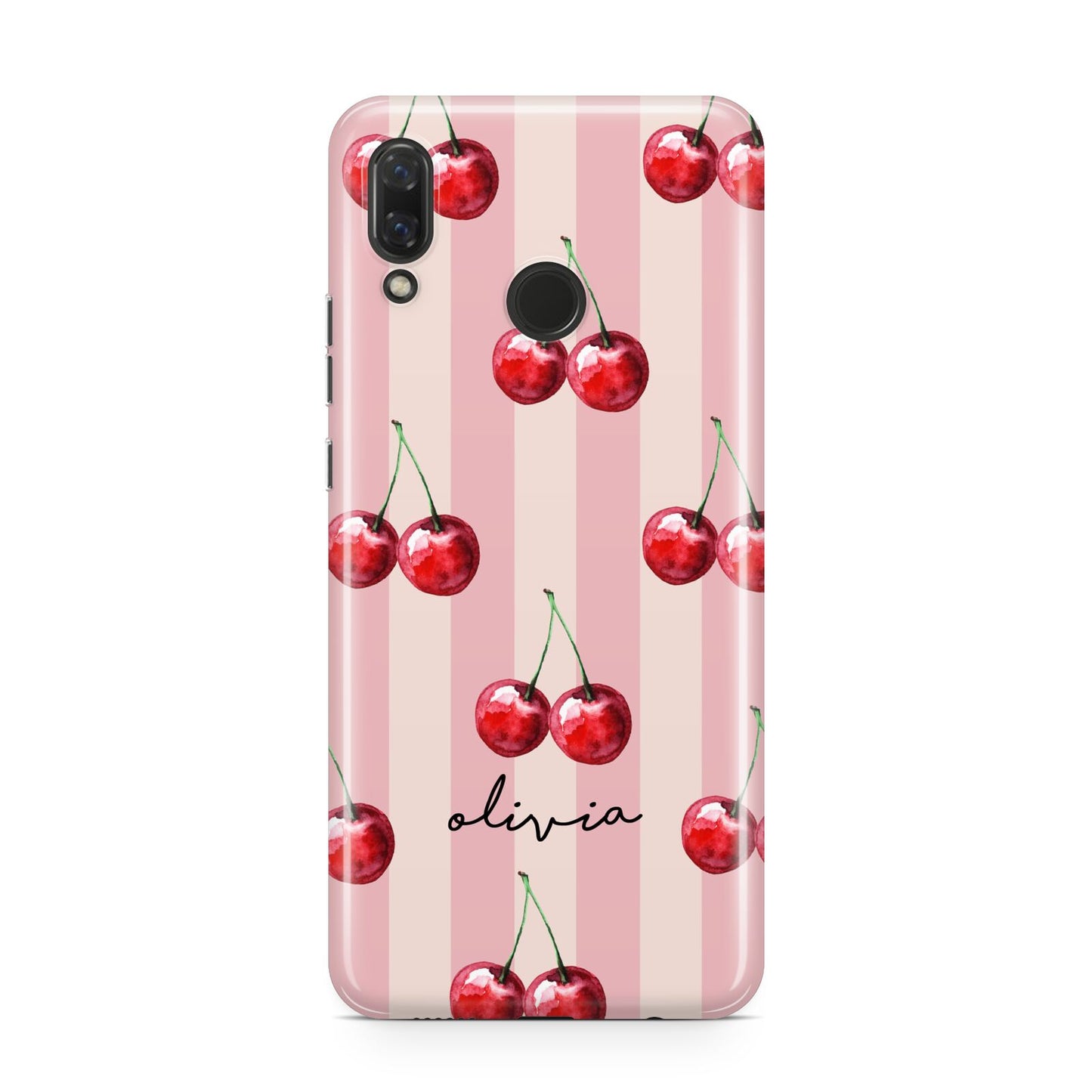 Pink Stripes with Cherries and Text Huawei Nova 3 Phone Case