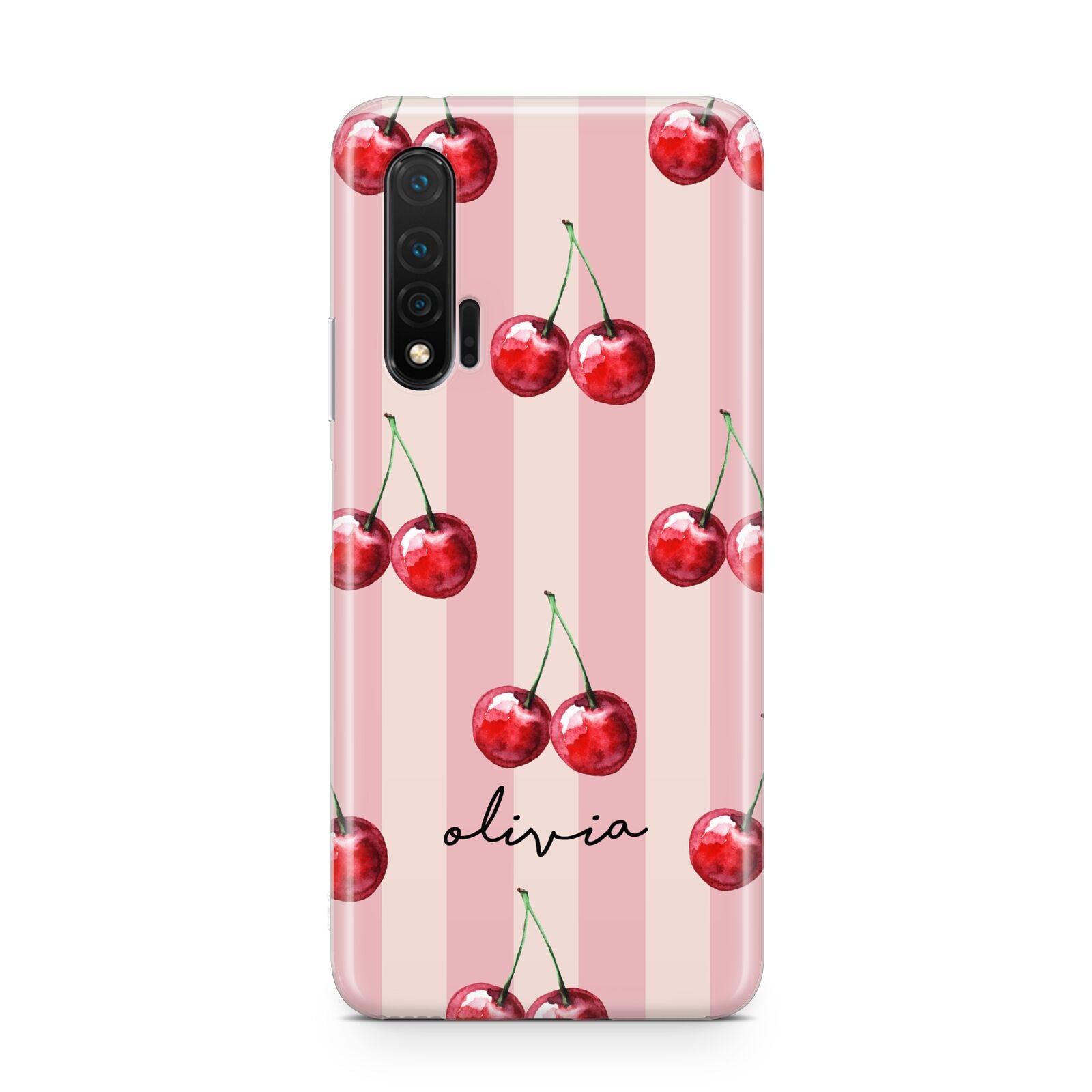 Pink Stripes with Cherries and Text Huawei Nova 6 Phone Case